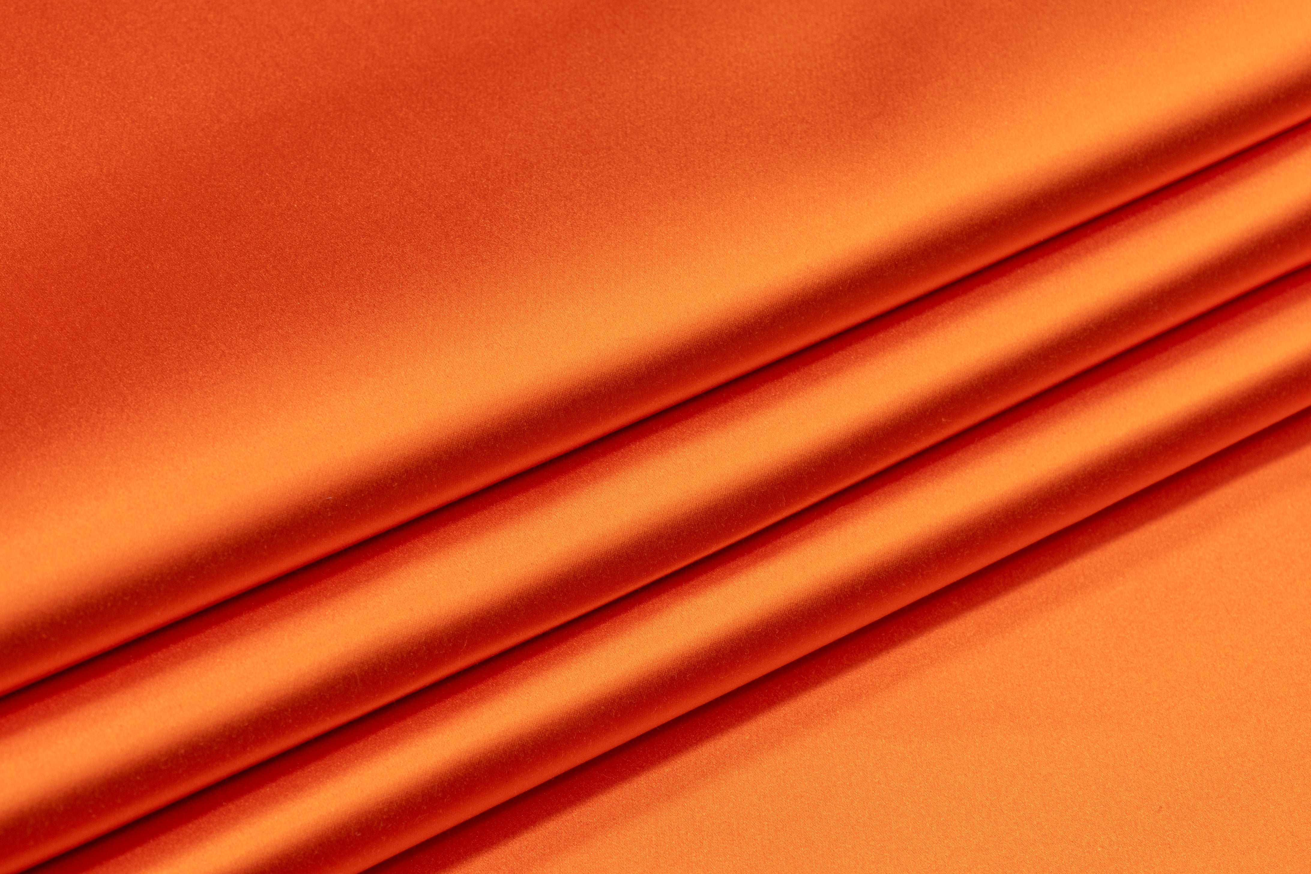 Italian Cotton Backed Silk Viscose Satin - Orange