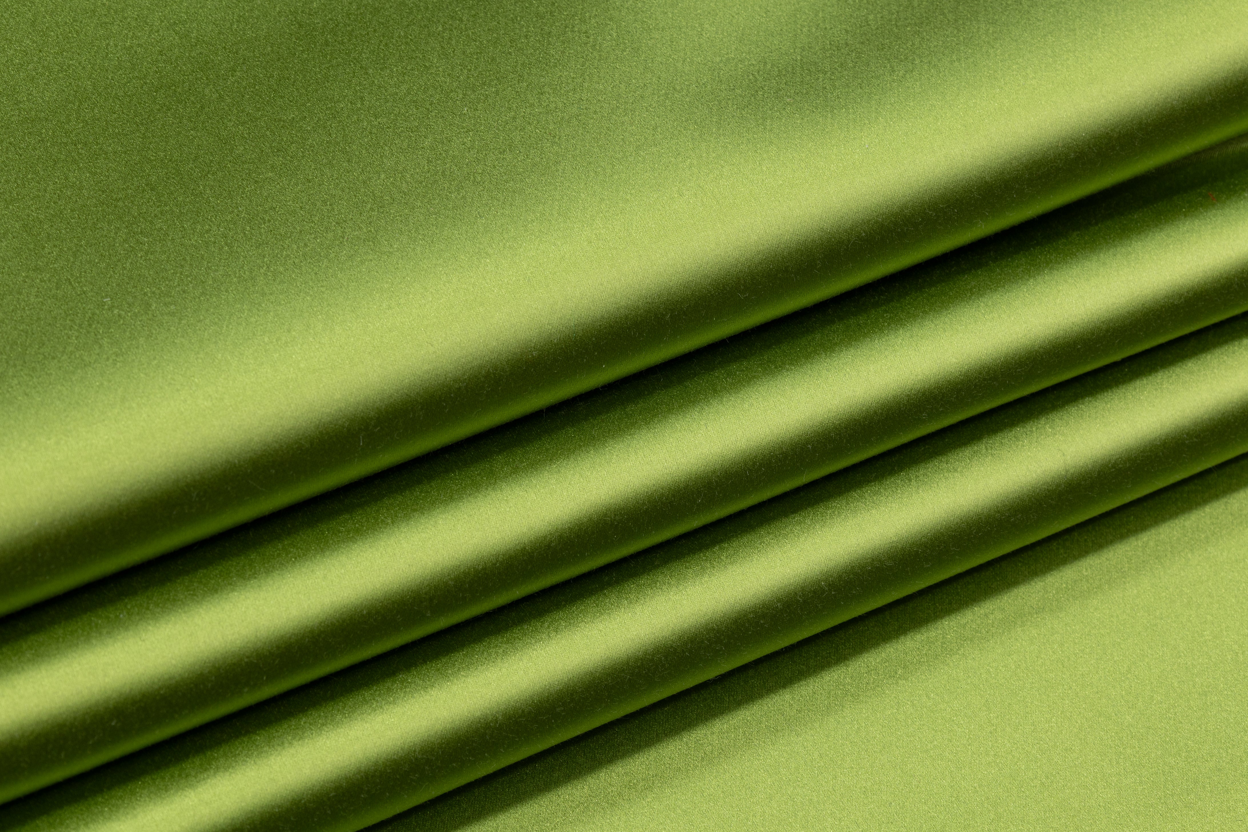Italian Cotton Backed Silk Viscose Satin - Green