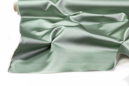 Italian Cotton Backed Silk Viscose Satin - Sage Green