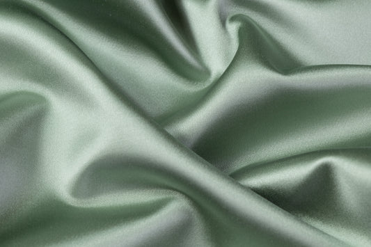 Italian Cotton Backed Silk Viscose Satin - Sage Green