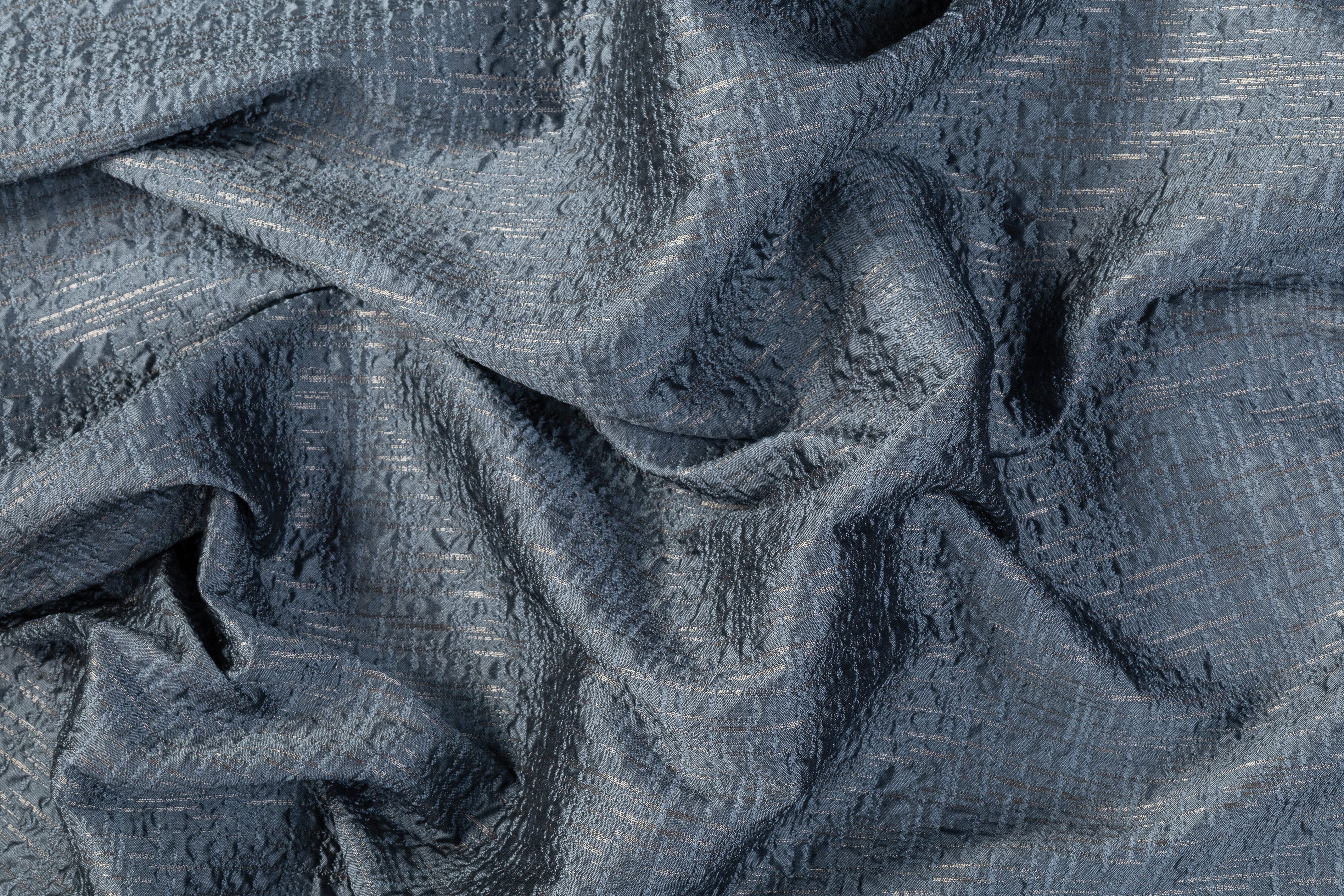 Crushed Metallic Brocade - Blue