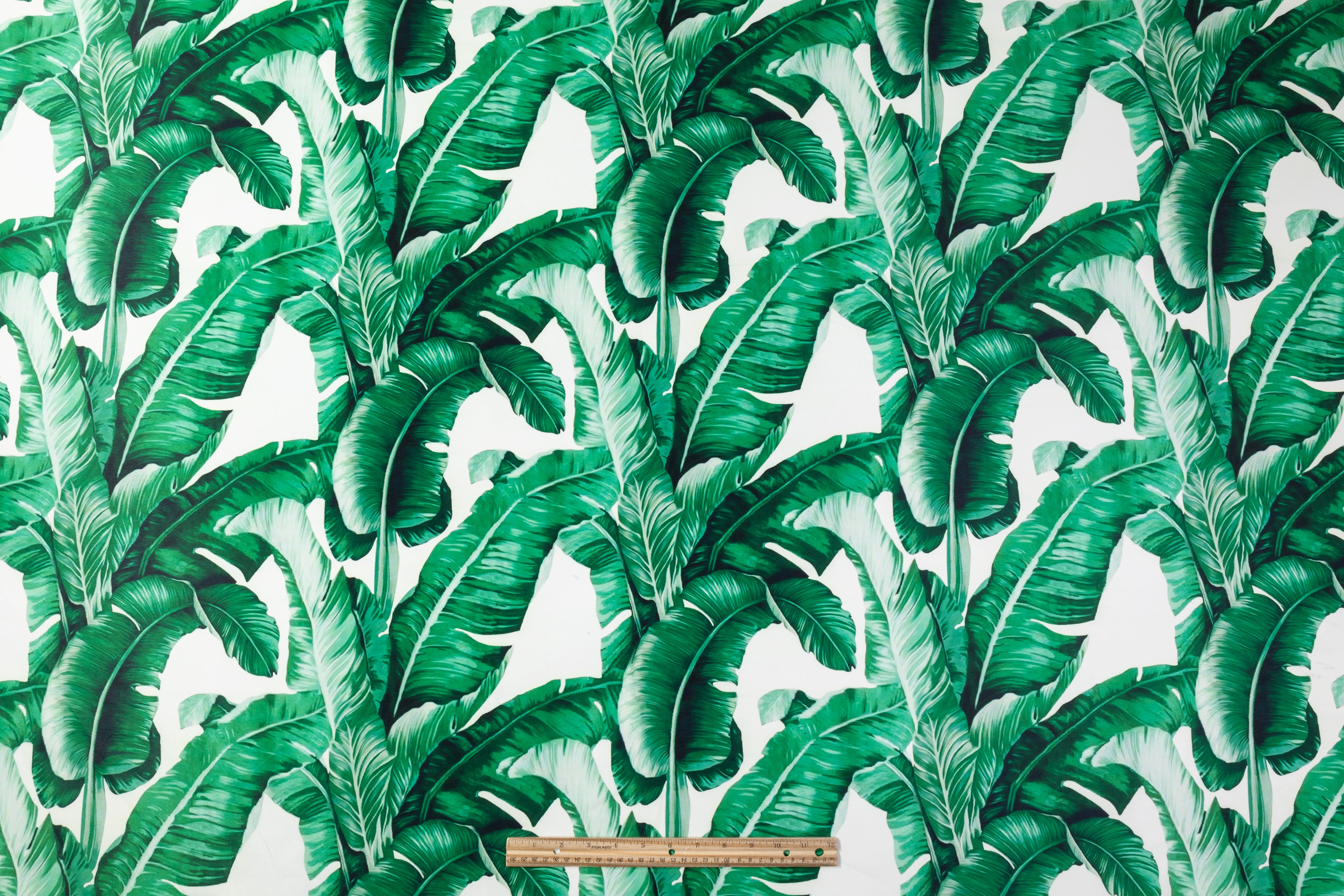 Tropical Printed Italian Poly Faille - Green / White