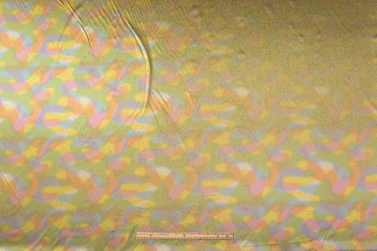Abstract Laminated Italian Silk Charmeuse - Brass / Multicolor