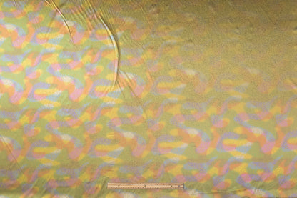 Abstract Laminated Italian Silk Charmeuse - Brass / Multicolor