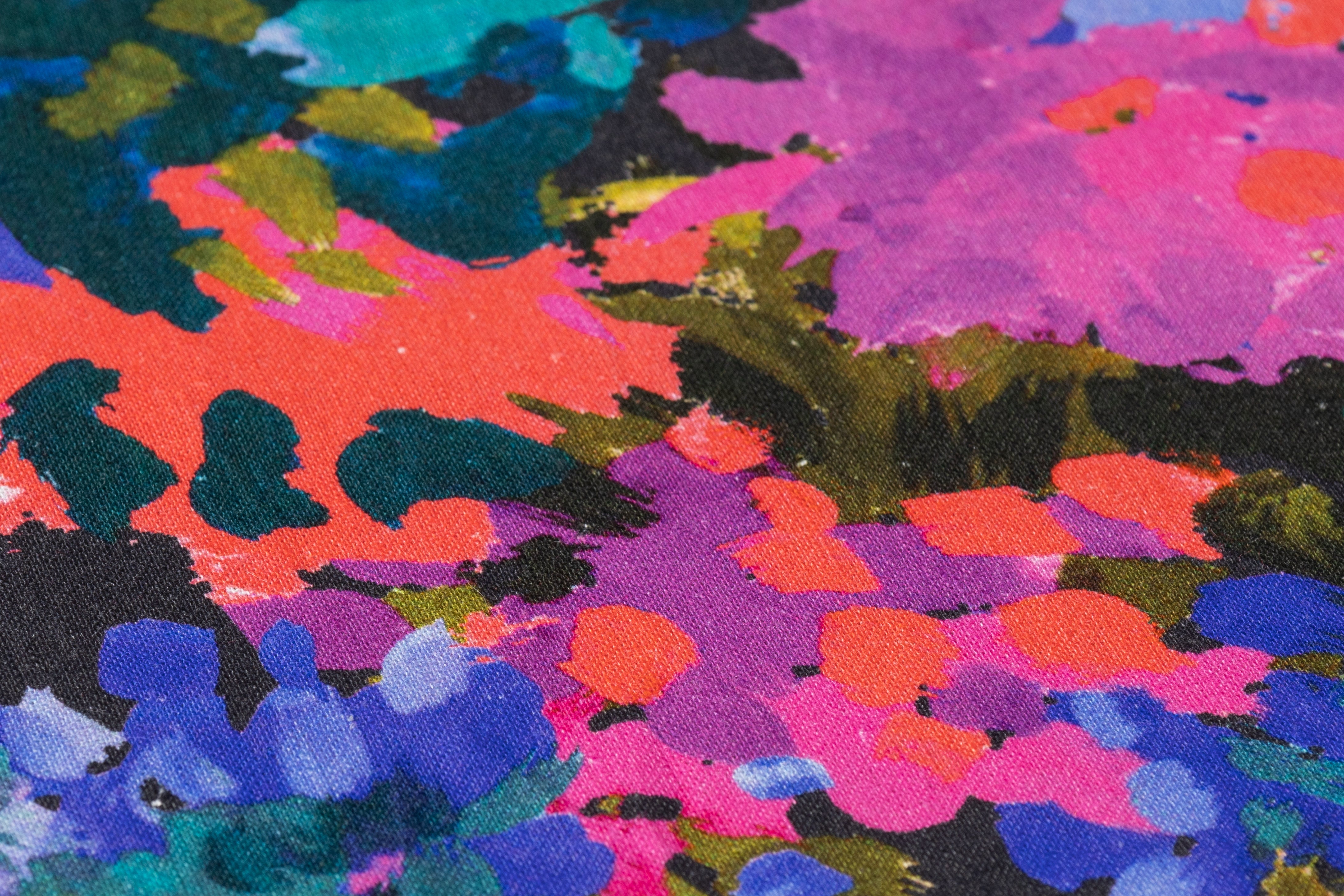 Splatter Print Italian Viscose Linen Blend - Magenta / Purple / Teal / Green