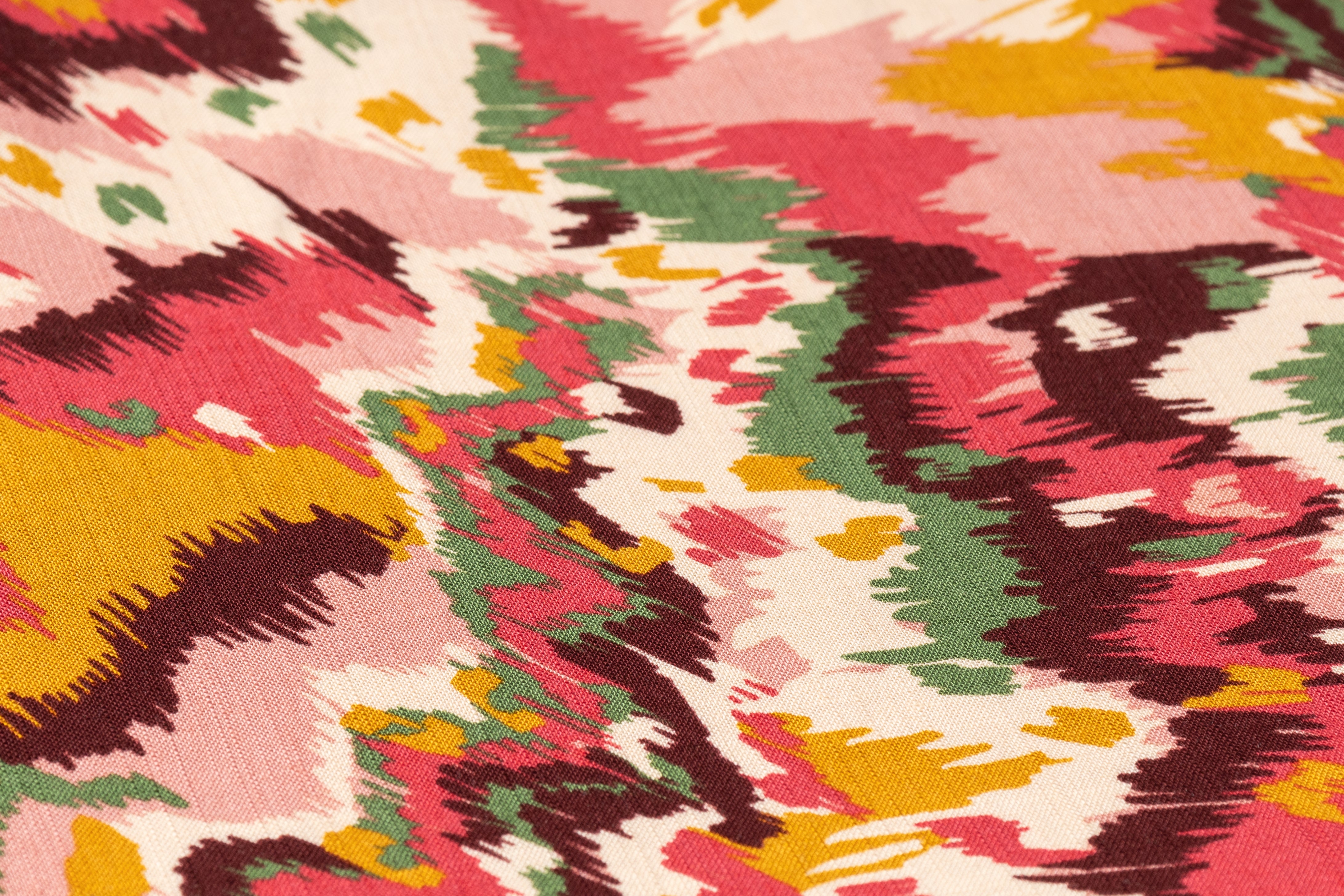 Abstract Italian Viscose Linen - Pink / Burgundy / Green / Gold