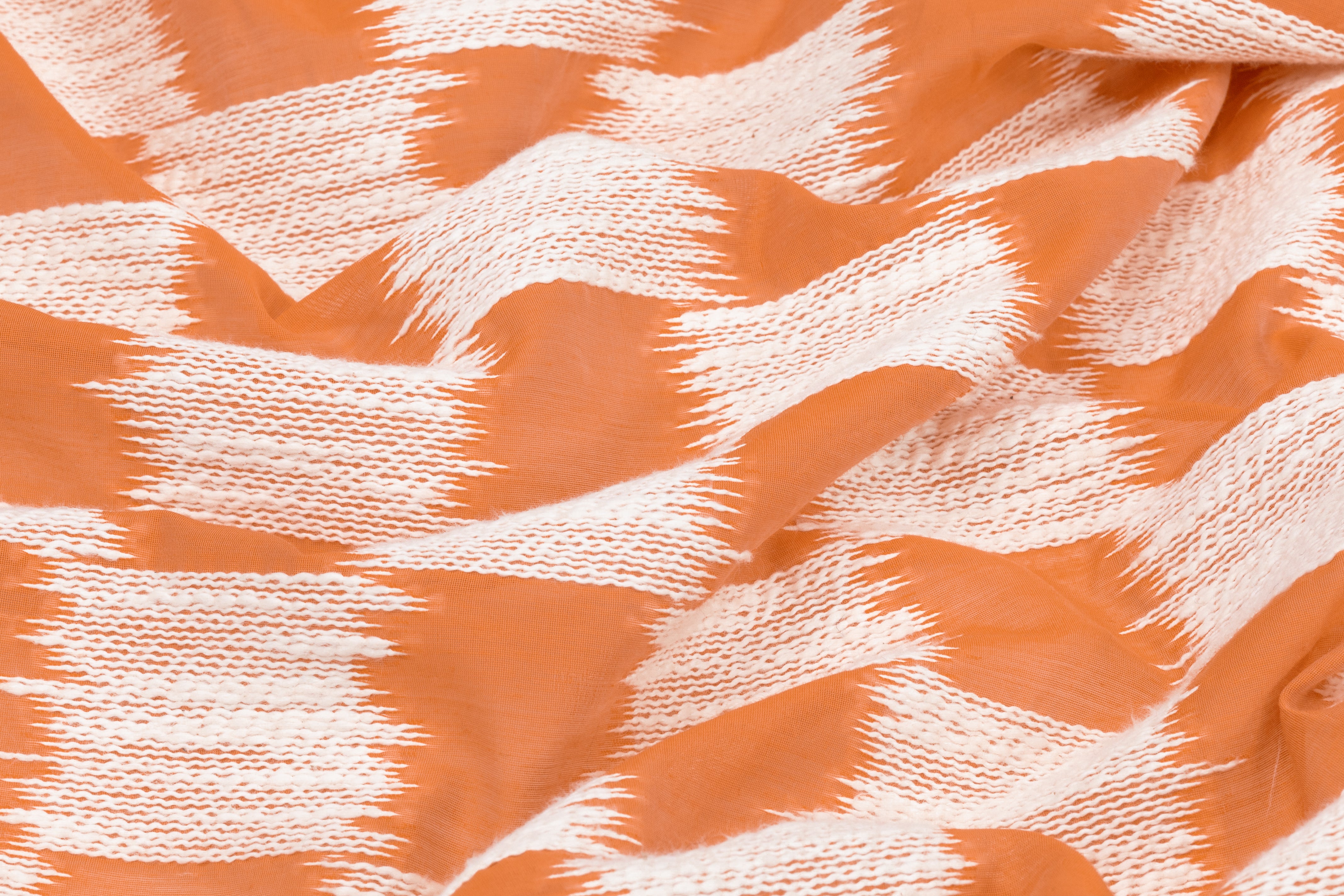 Checked Italian Novelty Organza - Orange / White