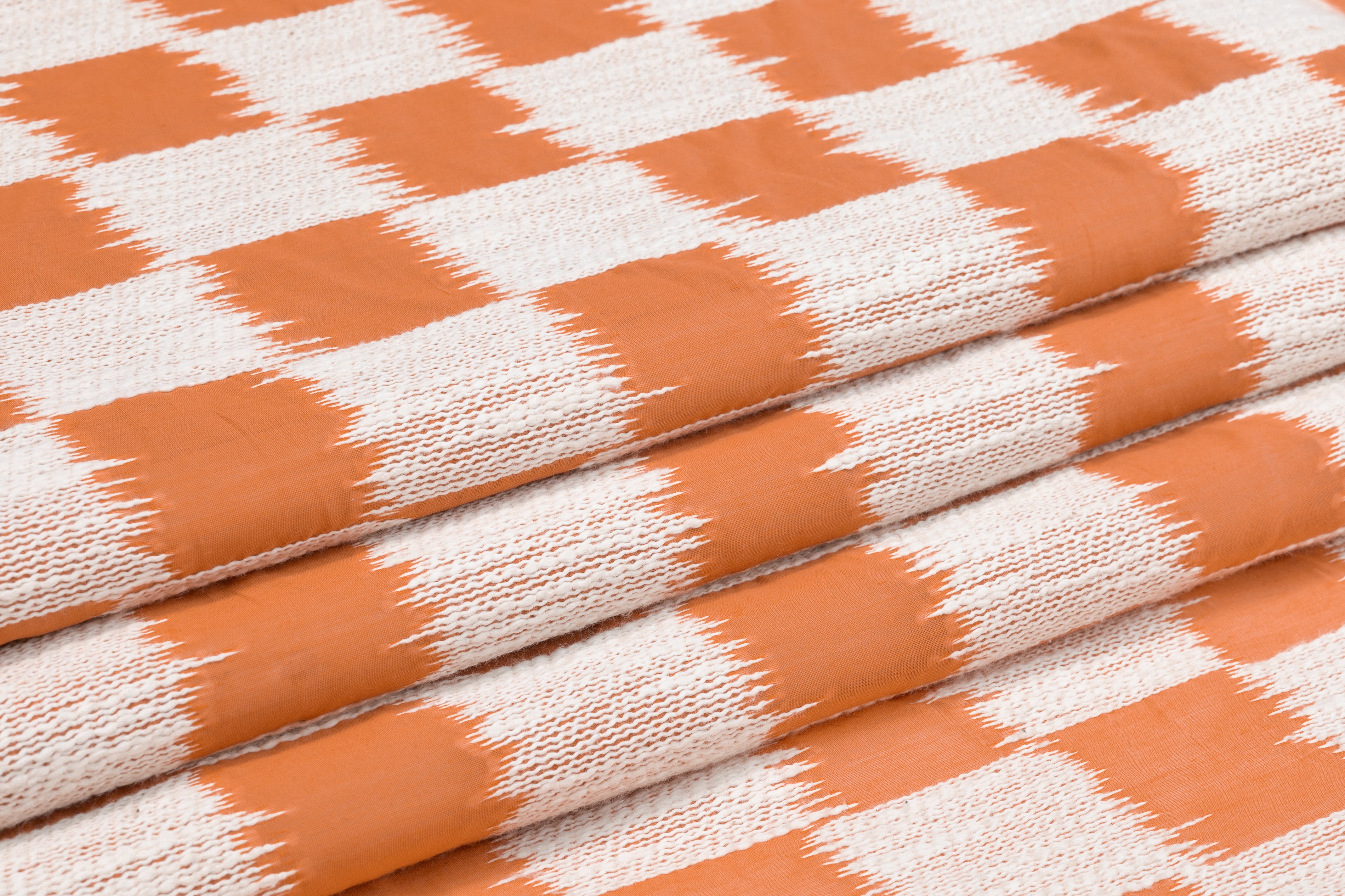 Checked Italian Novelty Organza - Orange / White