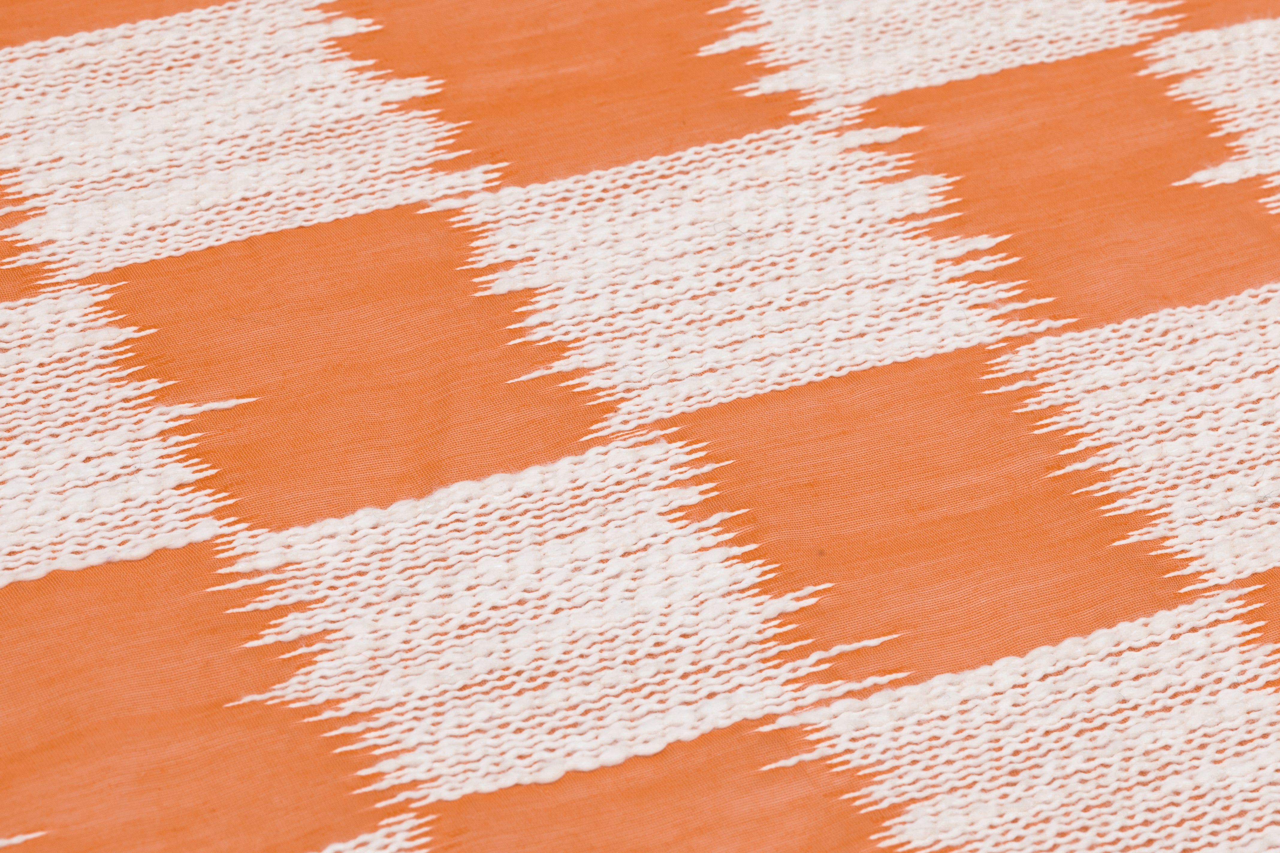Checked Italian Novelty Organza - Orange / White