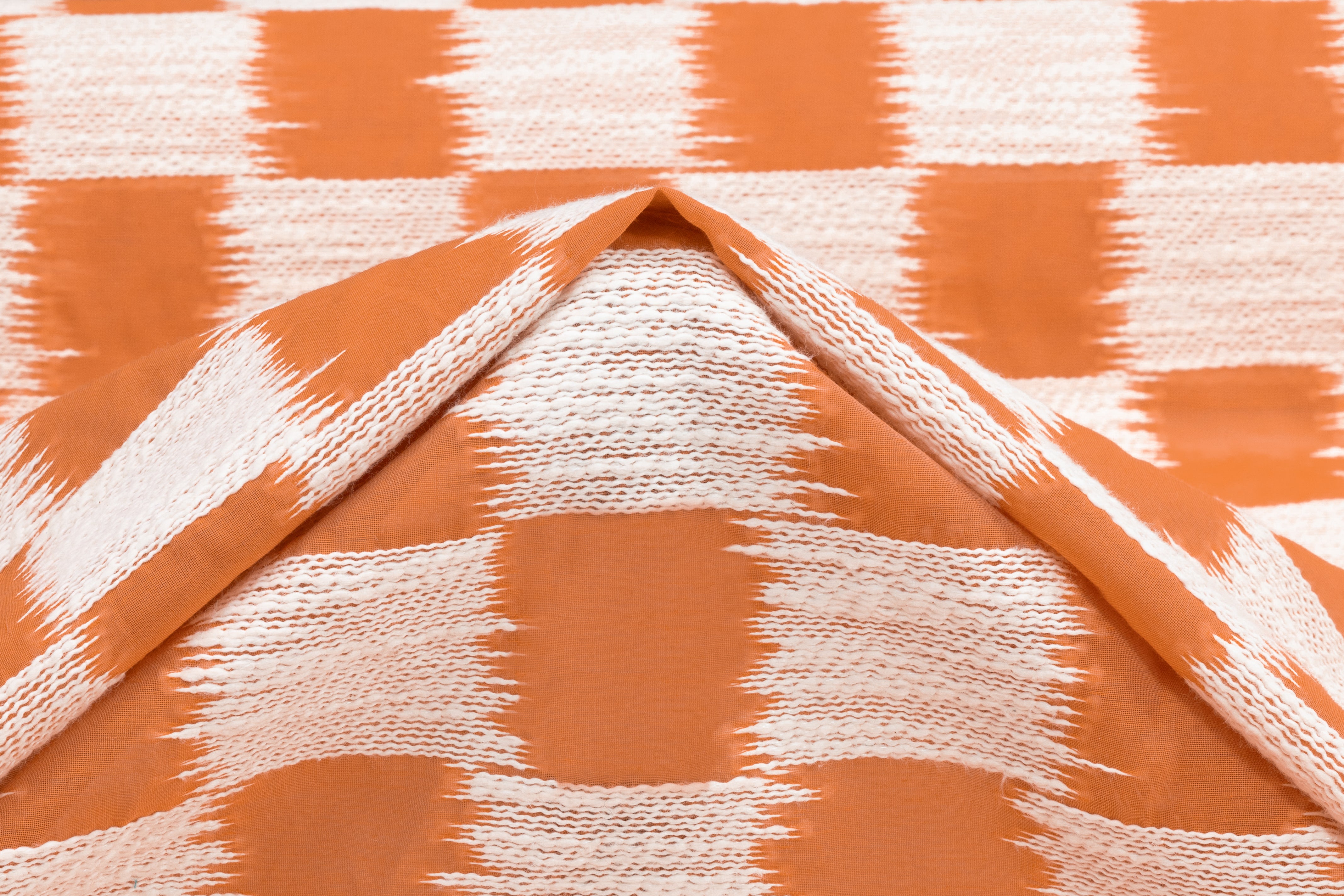 Checked Italian Novelty Organza - Orange / White