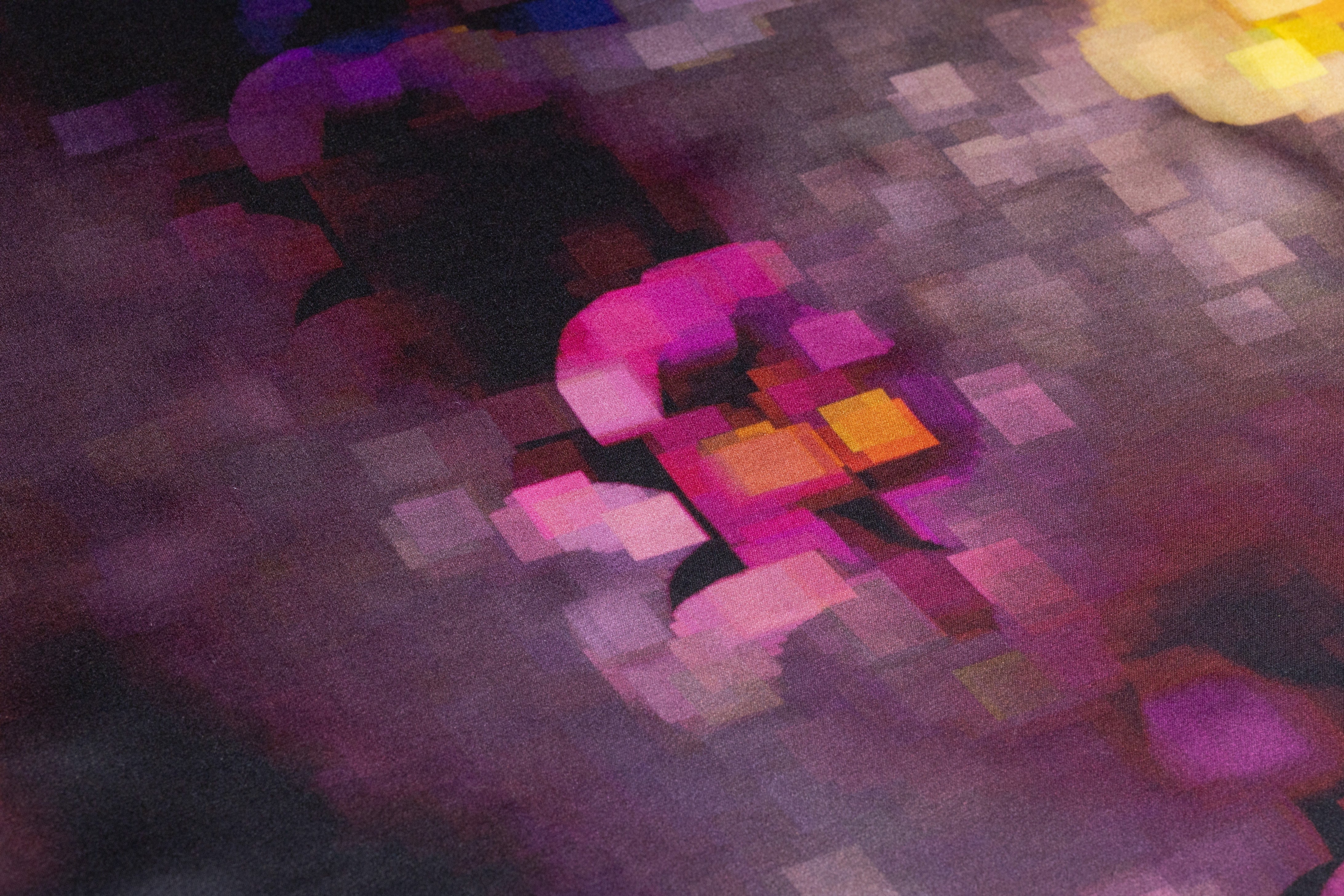 Abstract Pixelated Italian Silk Charmeuse - Purple / Pink