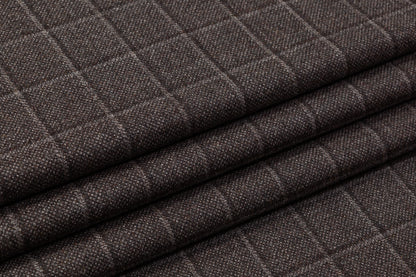 Checked Italian Wool Flannel Suiting - Brown