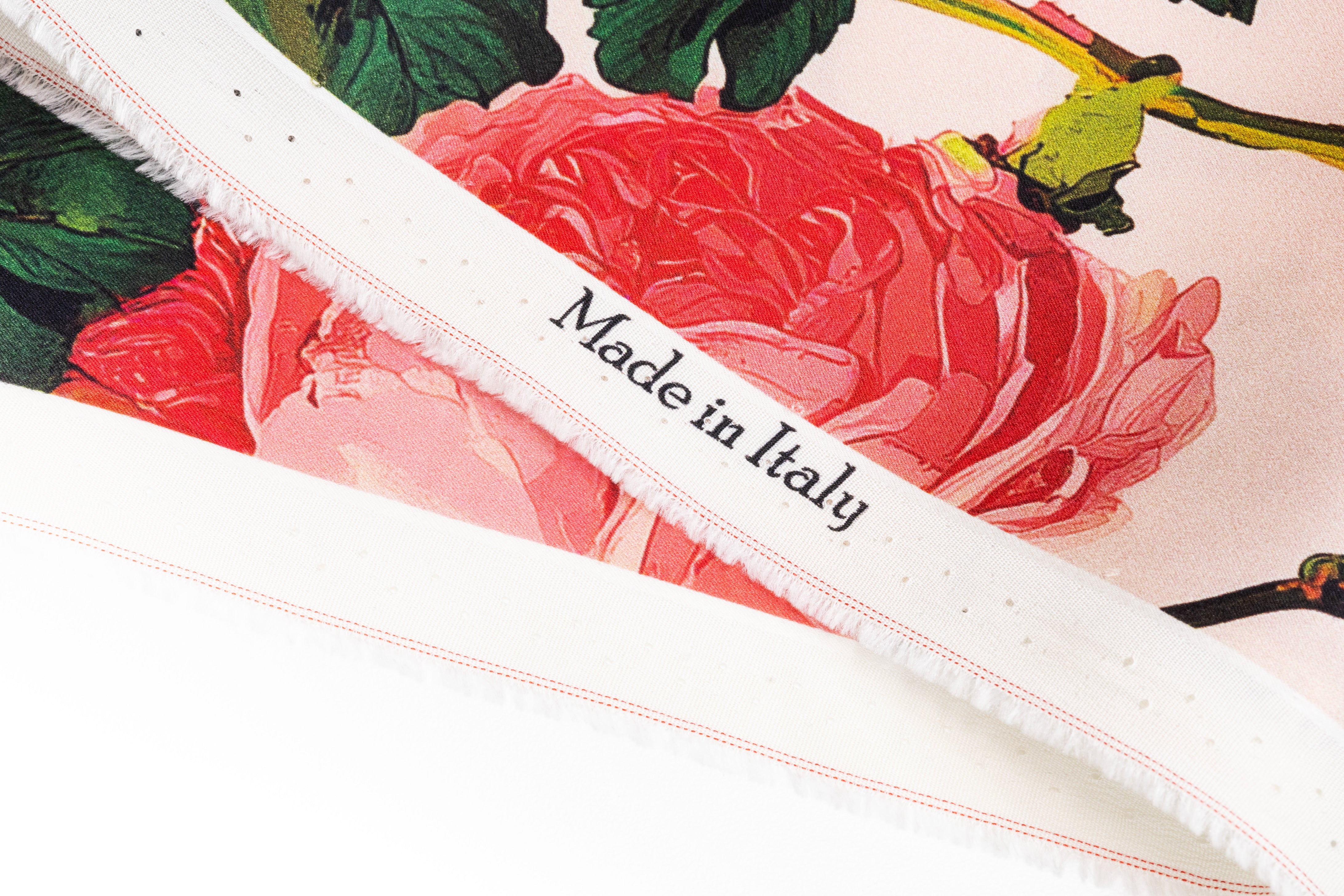 Floral Italian Silk Charmeuse - Pink / Green