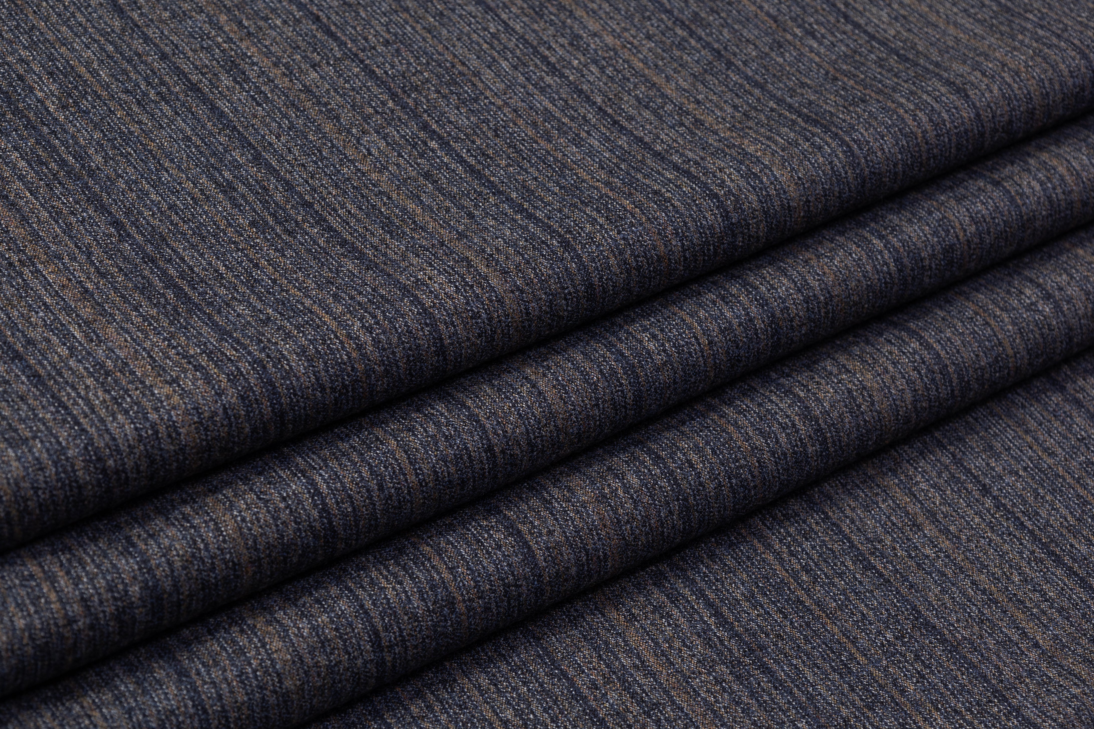Striped Italian Wool Flannel Suiting - Gray / Blue