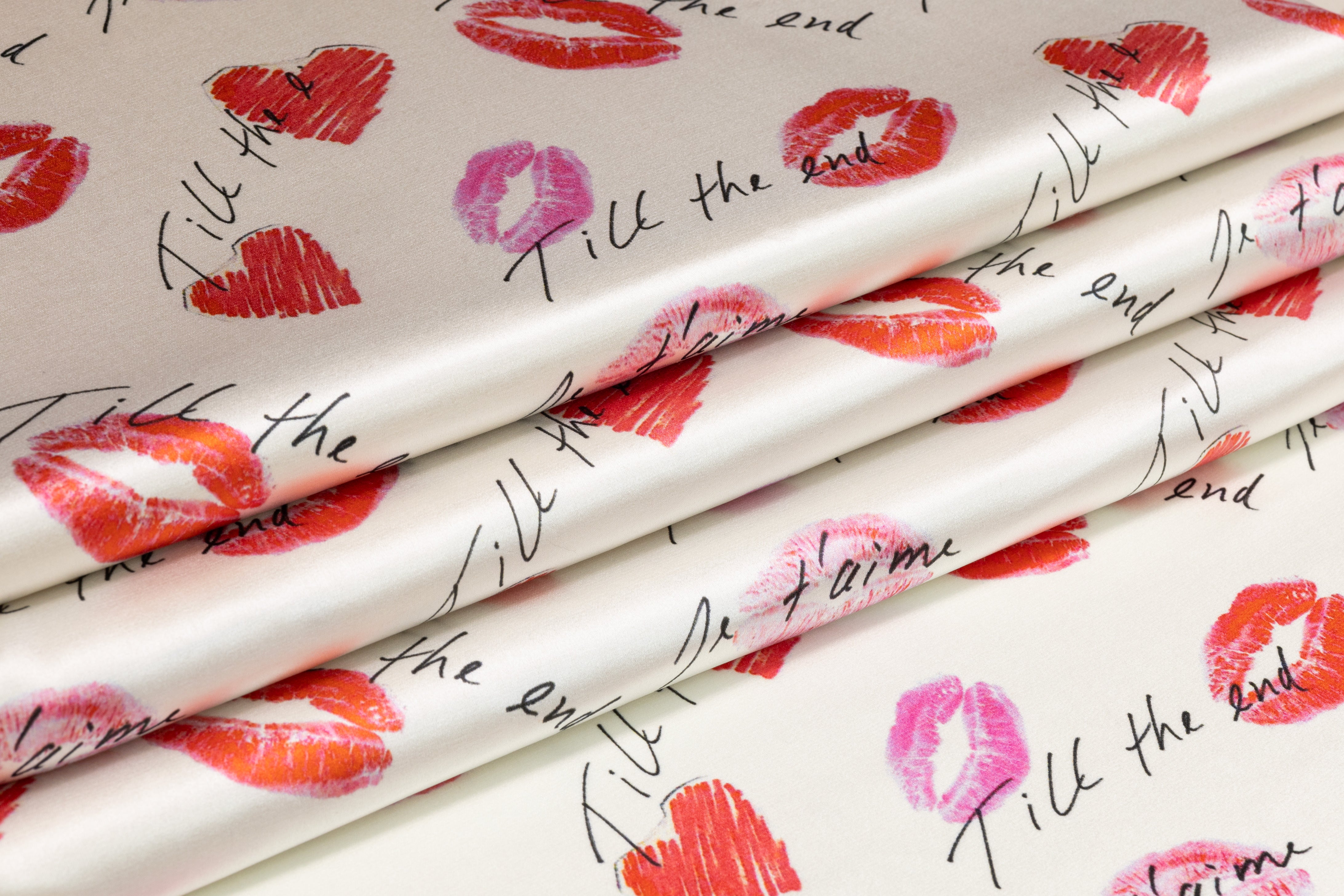 French Kiss - Italian Silk Charmeuse - Ivory / Pink