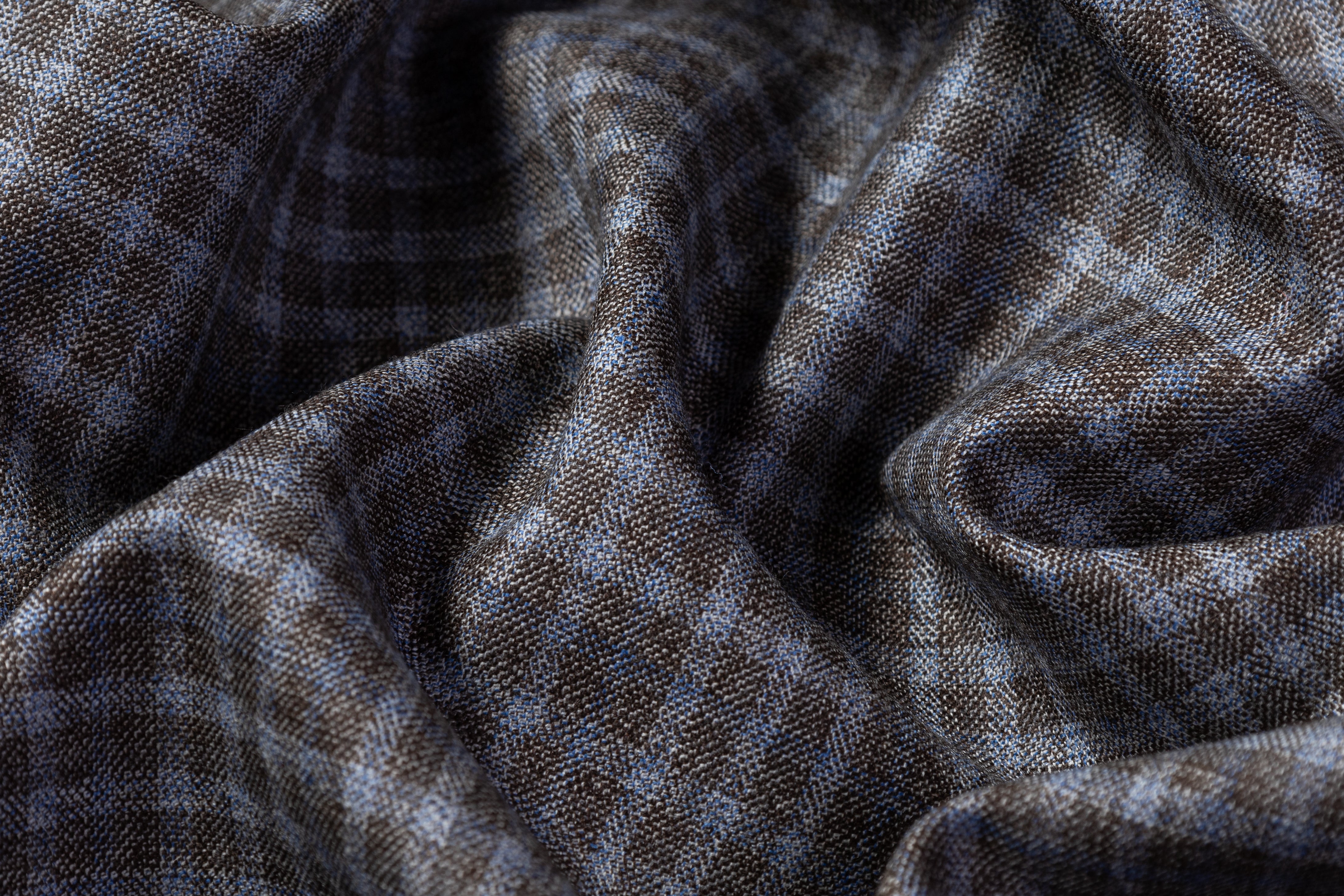E. Thomas - Super 130s Italian Wool Suiting - Taupe / Blue
