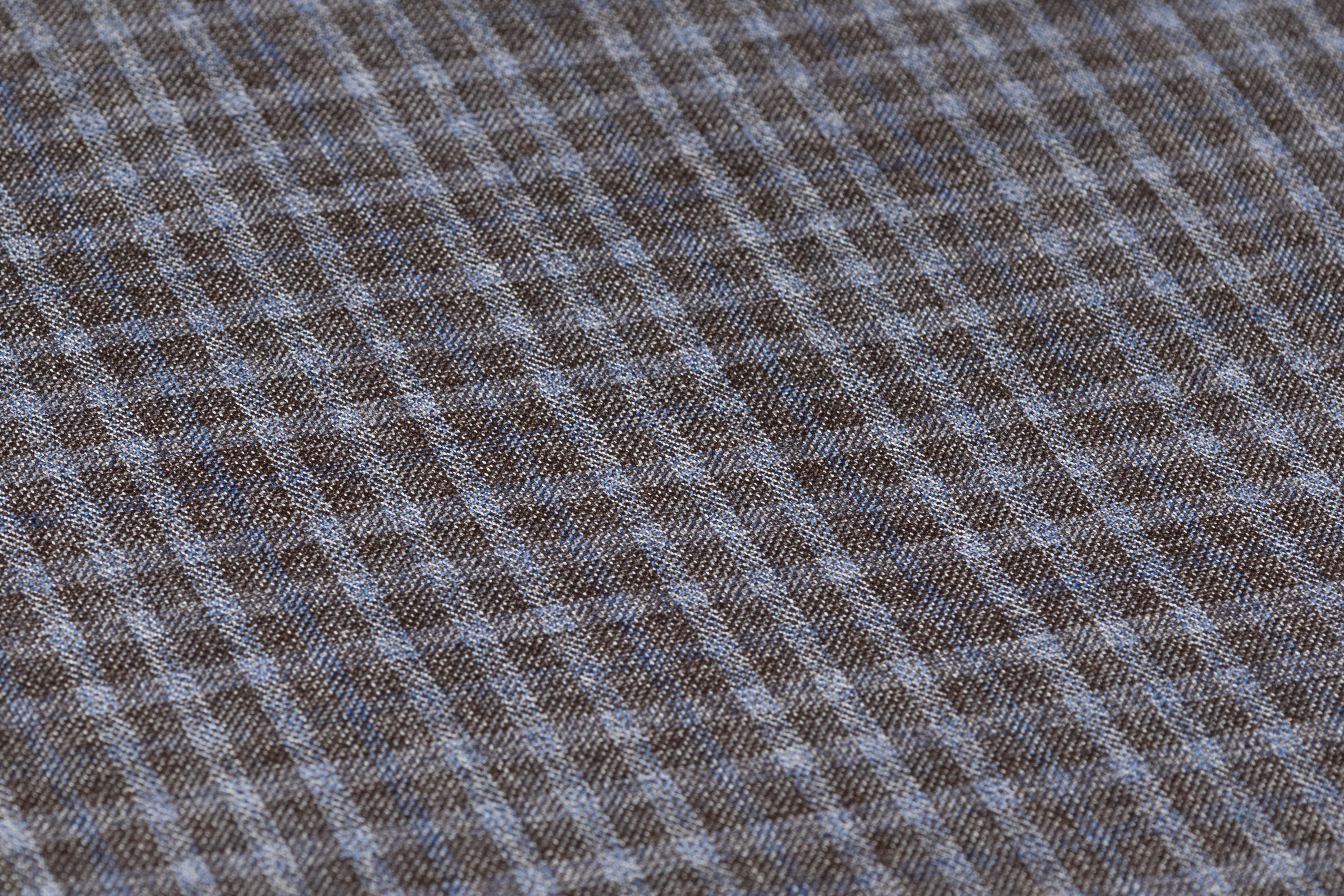 E. Thomas - Super 130s Italian Wool Suiting - Taupe / Blue