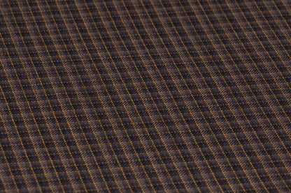 Lanificio di Pray - Micro Plaid Italian Wool Suiting - Brown / Navy