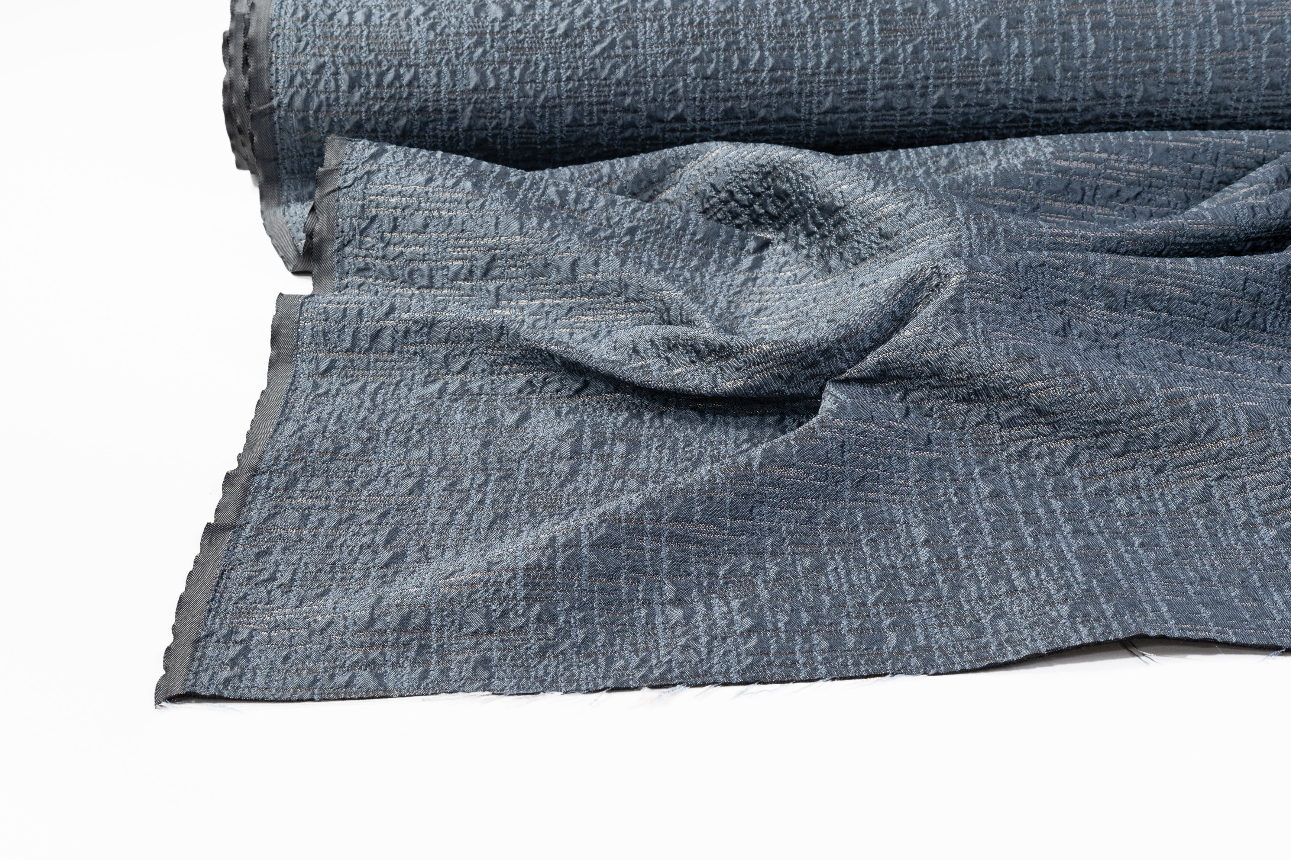Crushed Metallic Brocade - Blue