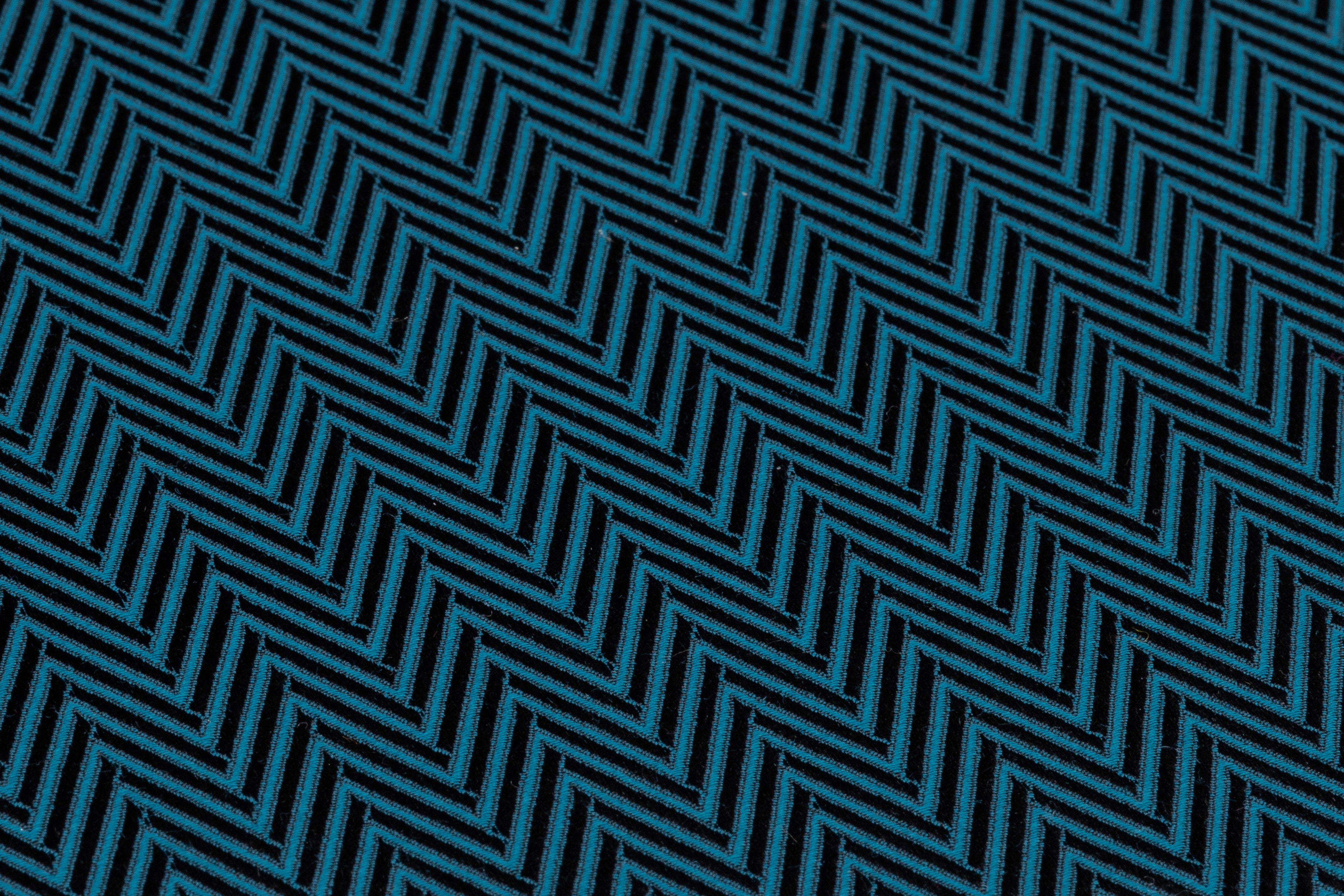 Chevron Italian Silk and Wool Jacquard Suiting - Blue / Black