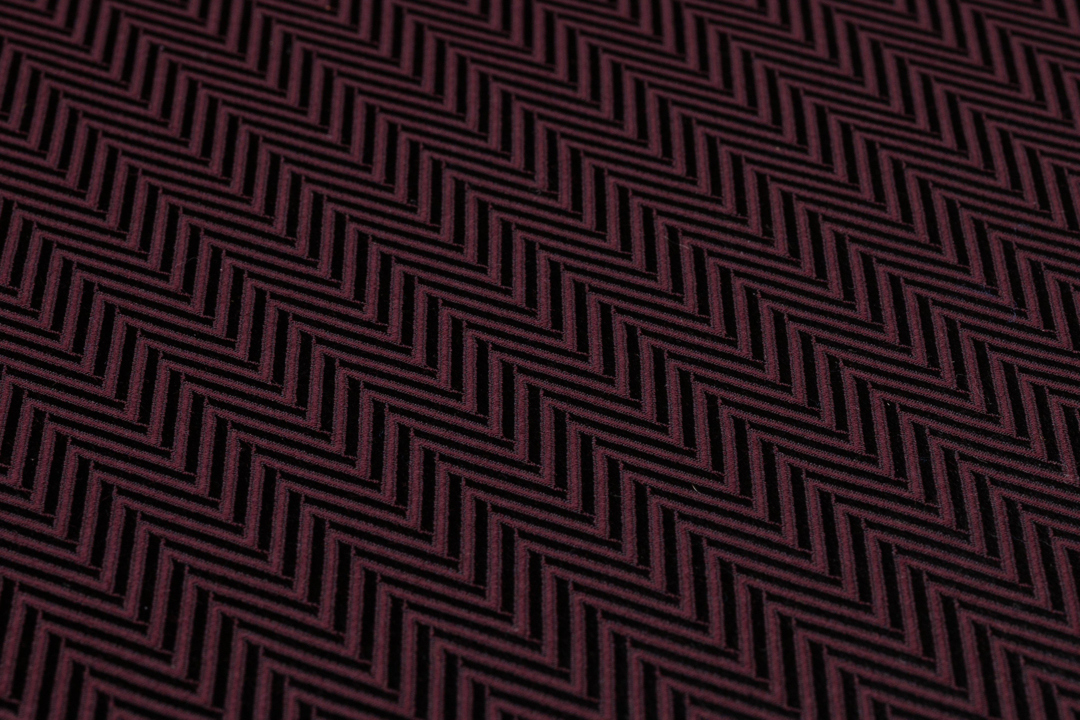 Chevron Italian Silk and Wool Jacquard Suiting - Burgundy / Black