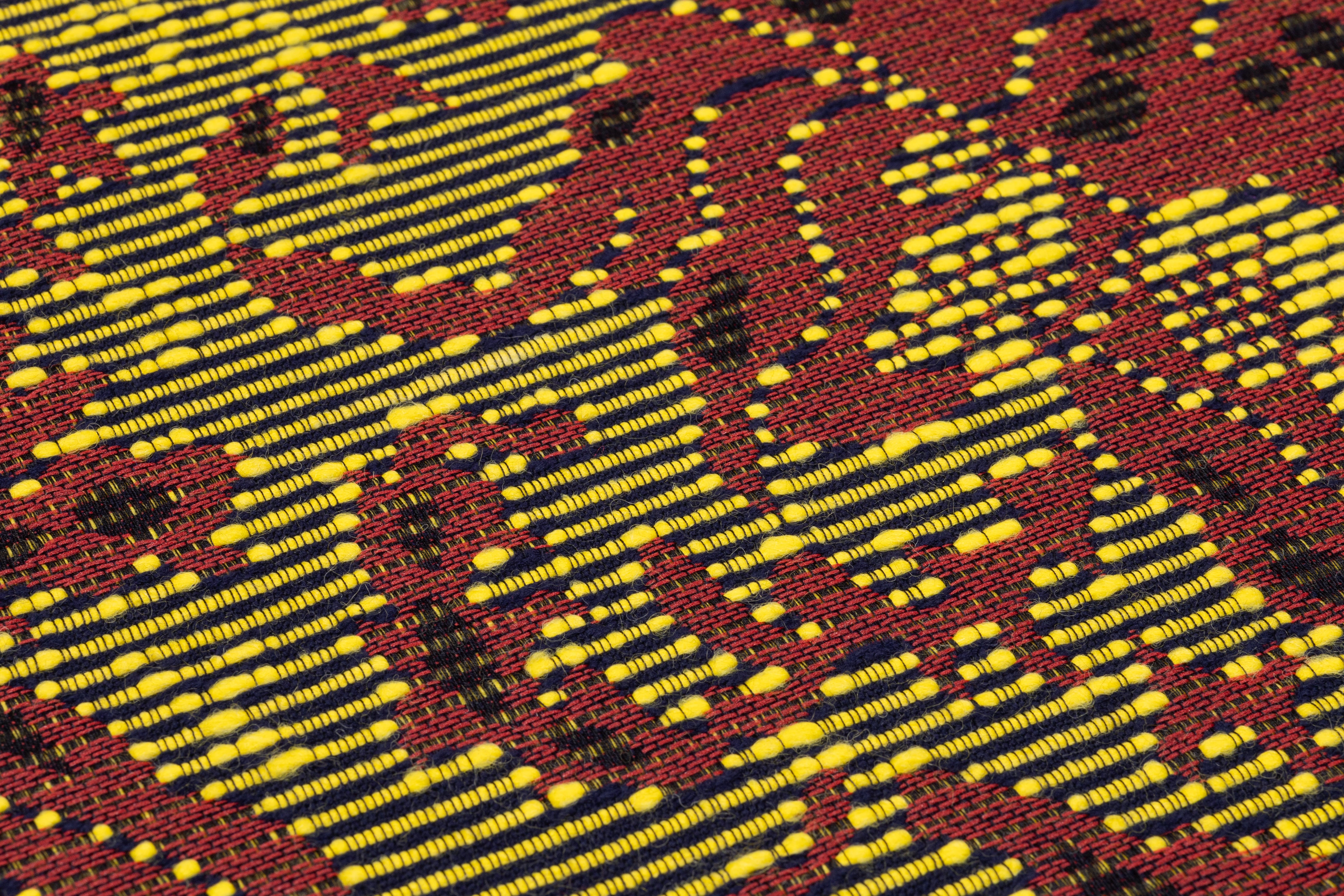 Floral Italian Textured Tweed Brocade - Red / Yellow / Black