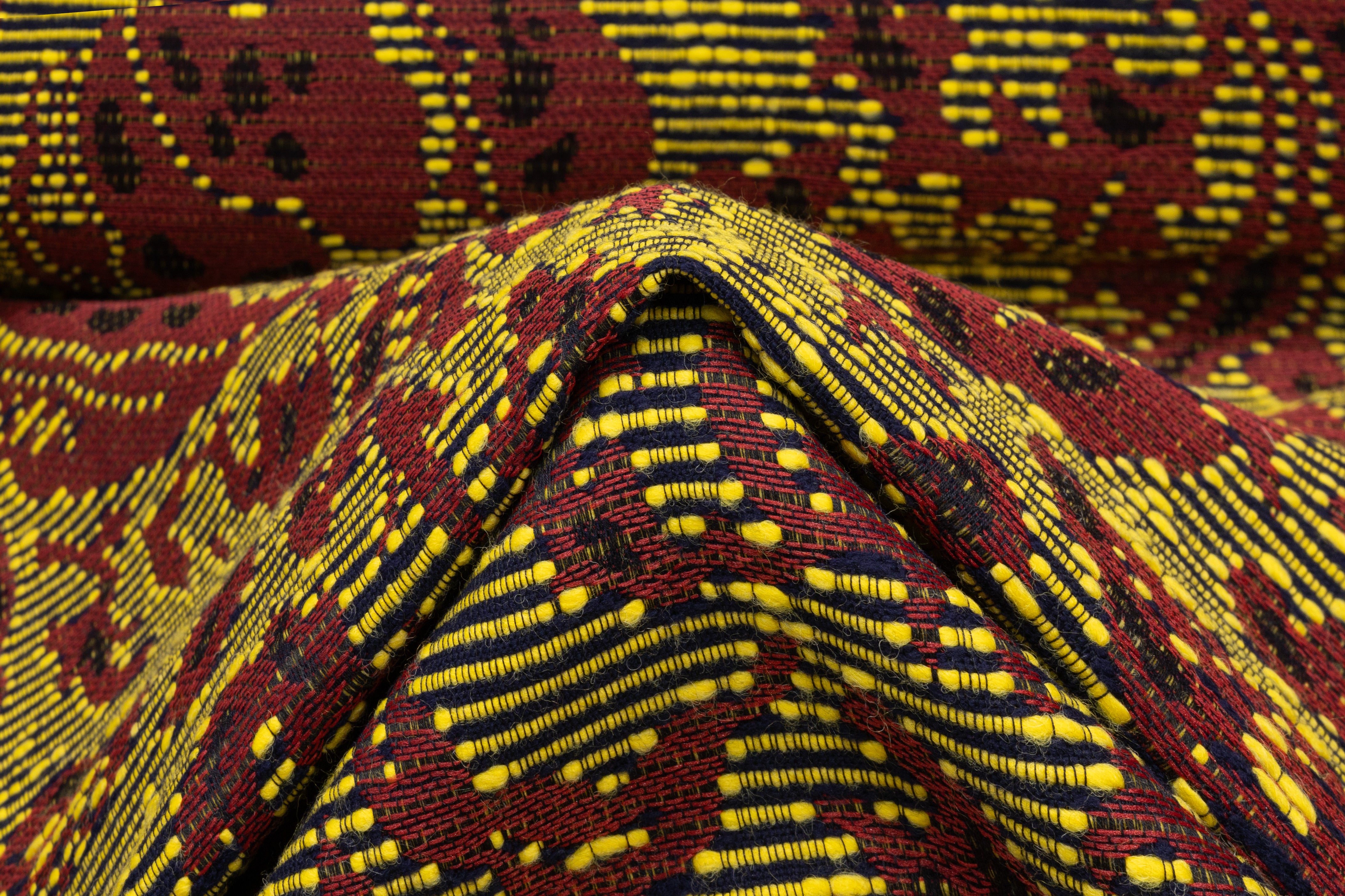 Floral Italian Textured Tweed Brocade - Red / Yellow / Black