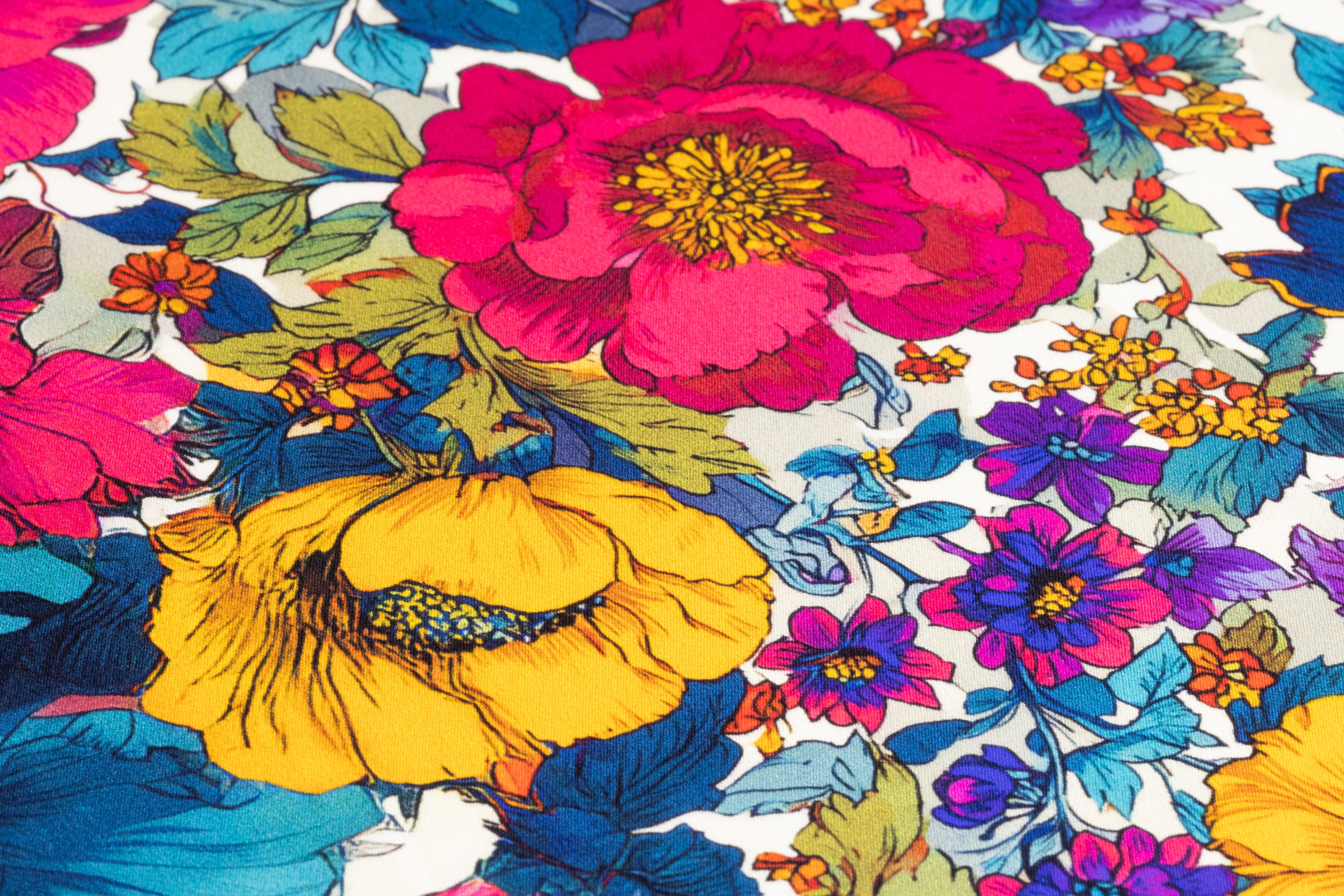 Floral Italian Silk Charmeuse - Multicolor