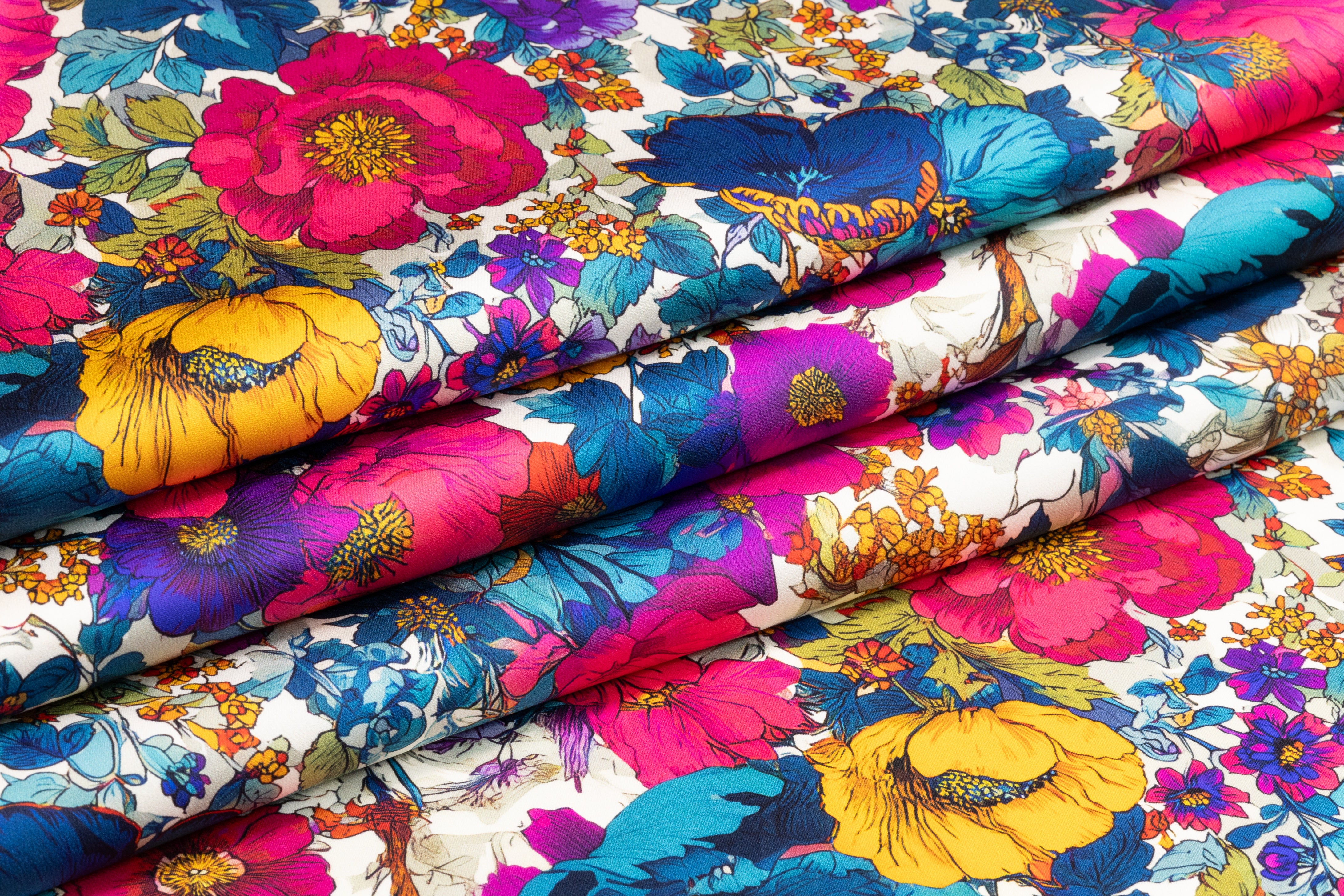 Floral Italian Silk Charmeuse - Multicolor