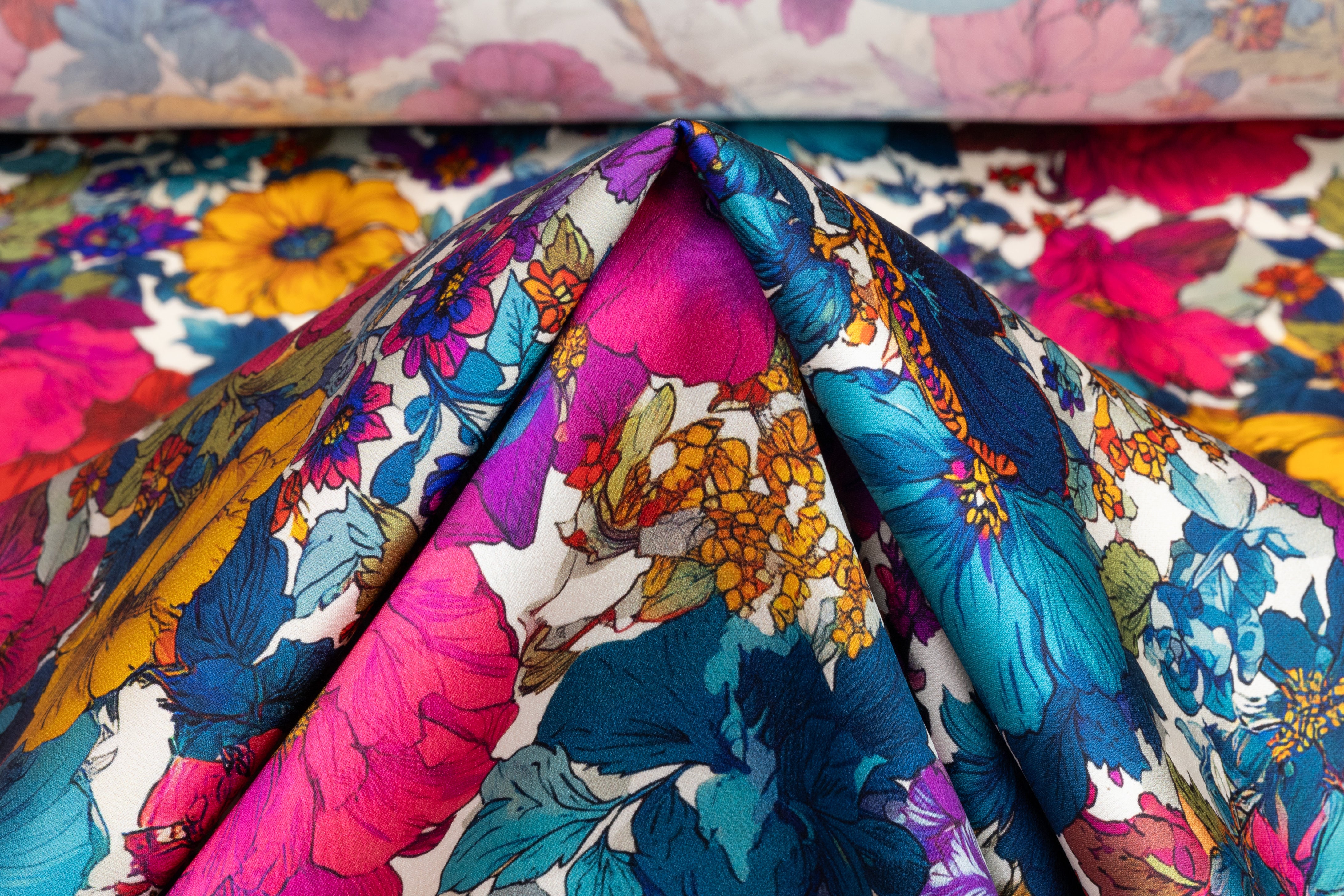 Floral Italian Silk Charmeuse - Multicolor