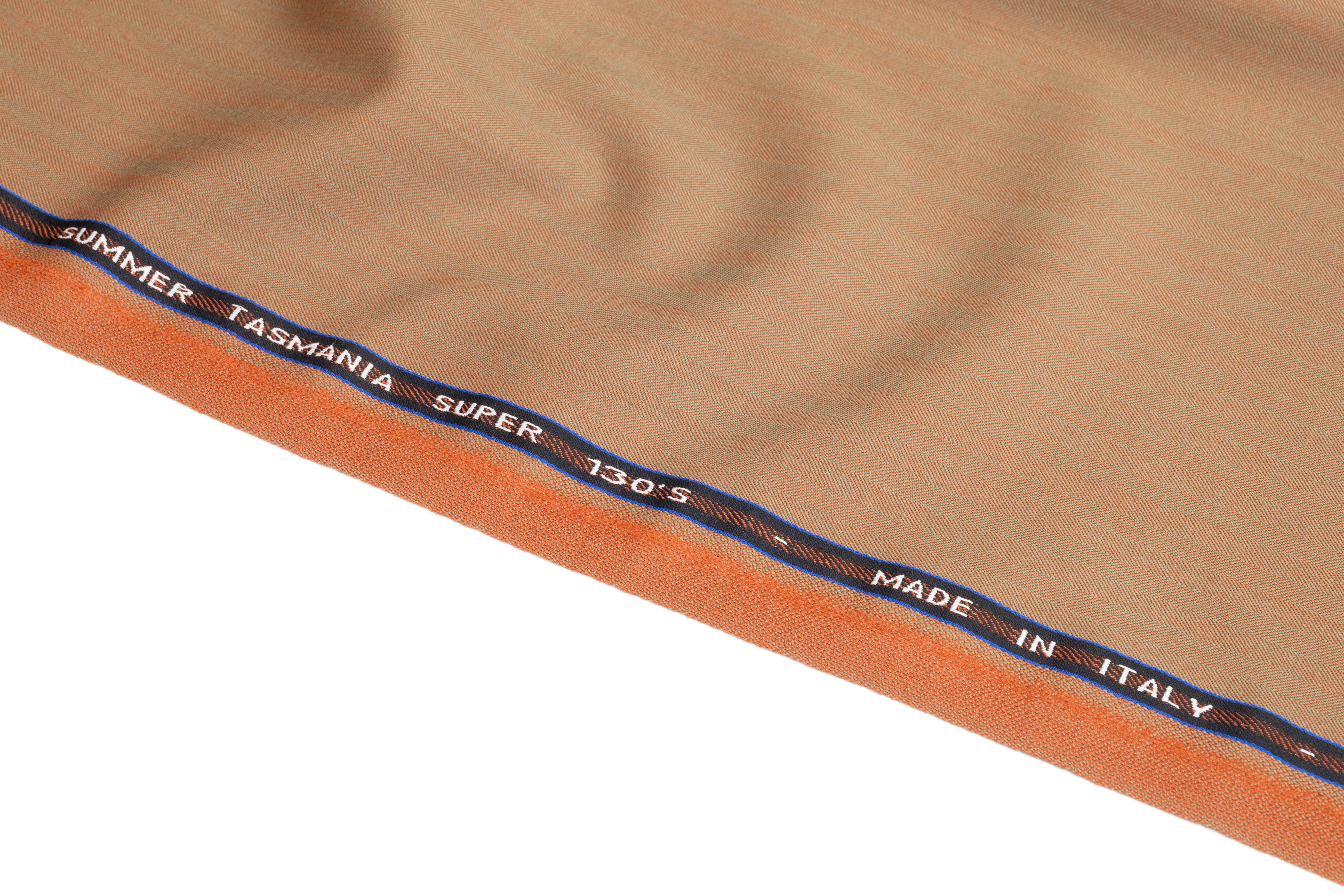 Iridescent Italian Summer Tasmania Super 130s Wool Suiting - Rust / Khaki