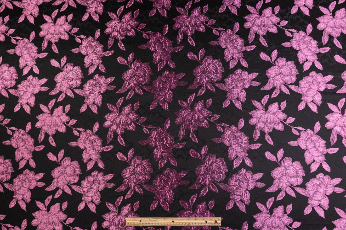 Floral Metallic Brocade - Black / Purple