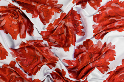 Double Faced Floral Brocade - Orange and White