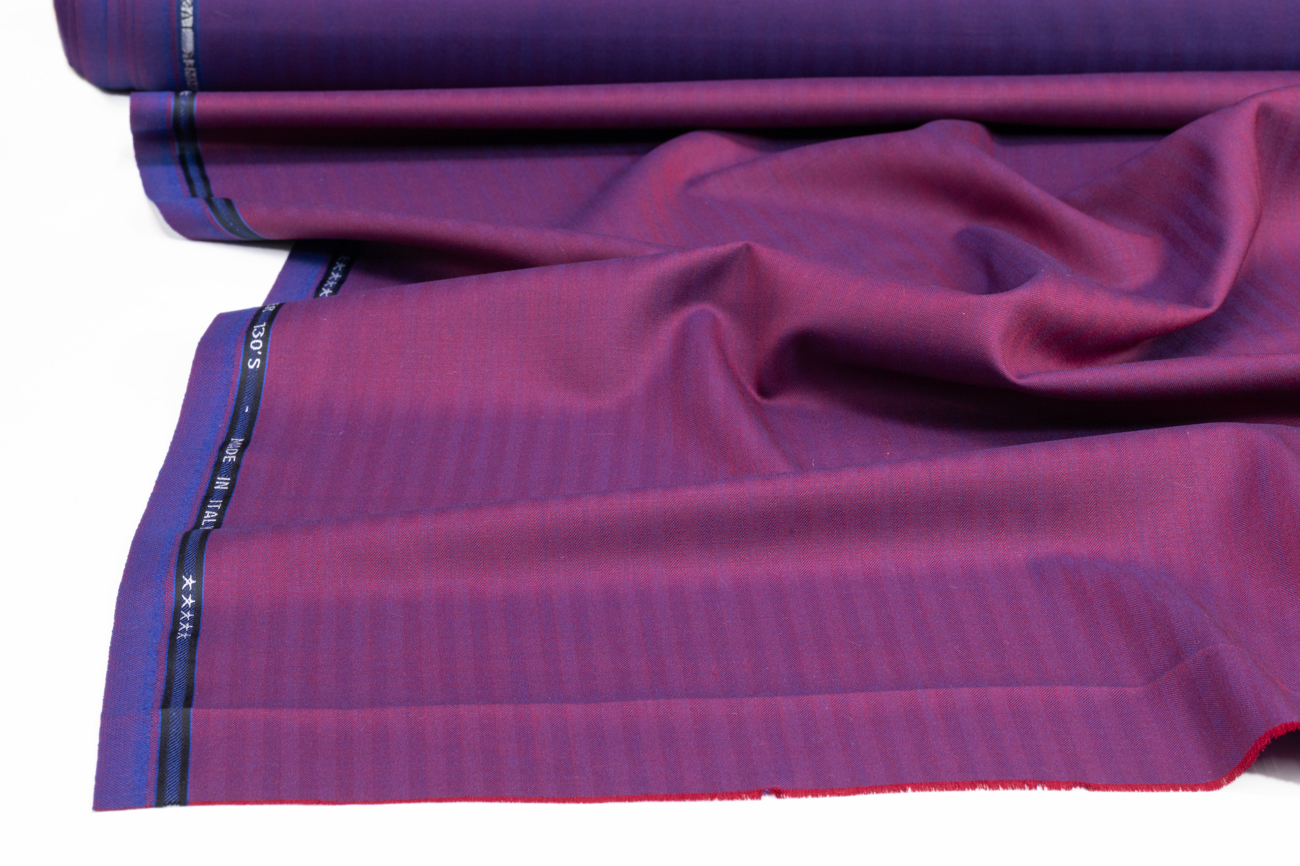 Iridescent Italian Summer Tasmania Super 130s Wool Suiting - Burgundy / Purple