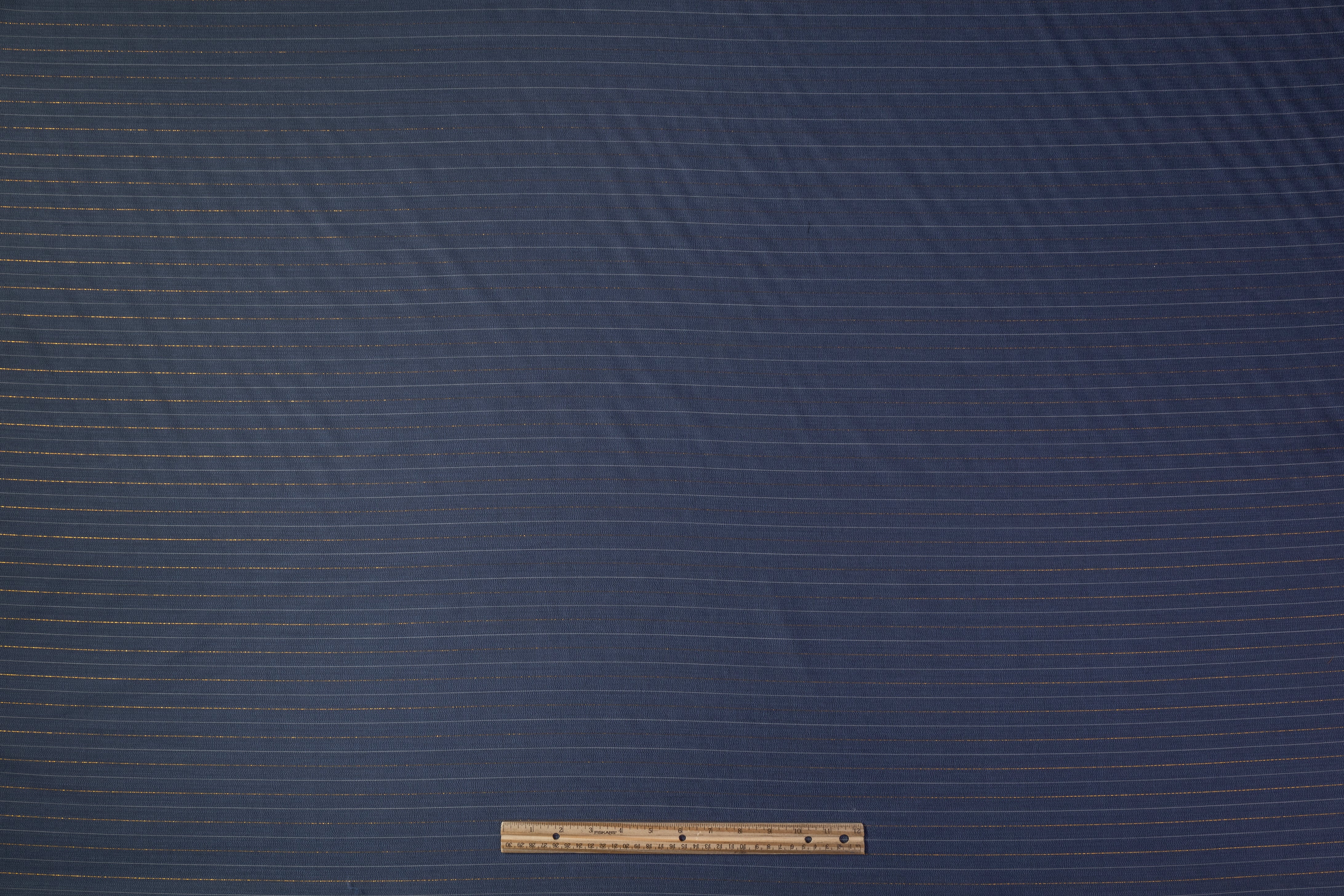 Metallic Striped Italian Silk Gazar - Blue / Gold