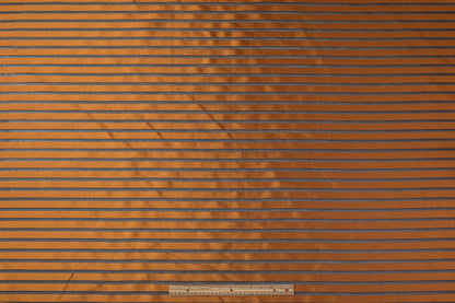 Striped Metallic Italian Silk Organza Burnout - Copper / Black