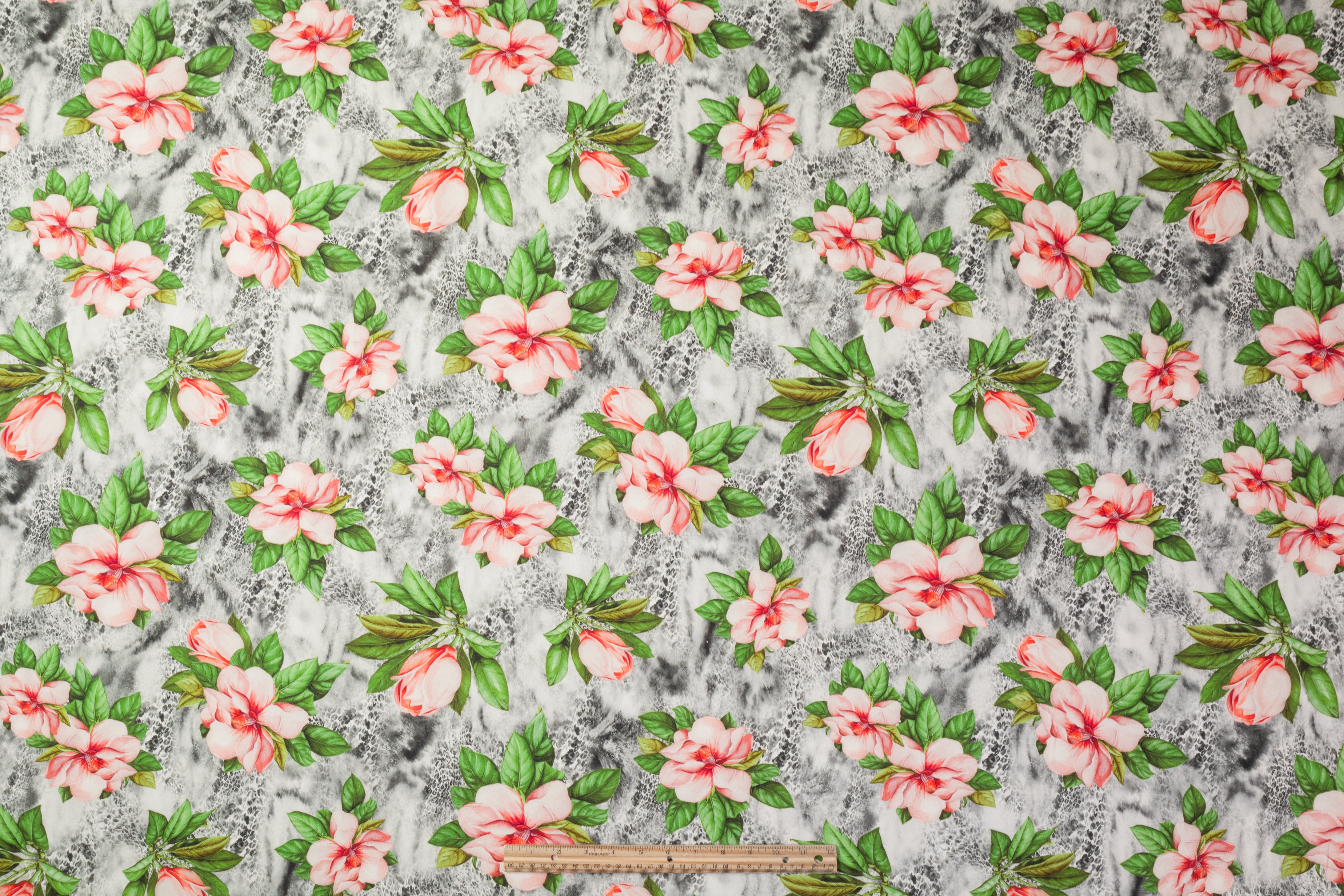 Tropical Printed Italian Cotton - Pink / Green / Gray