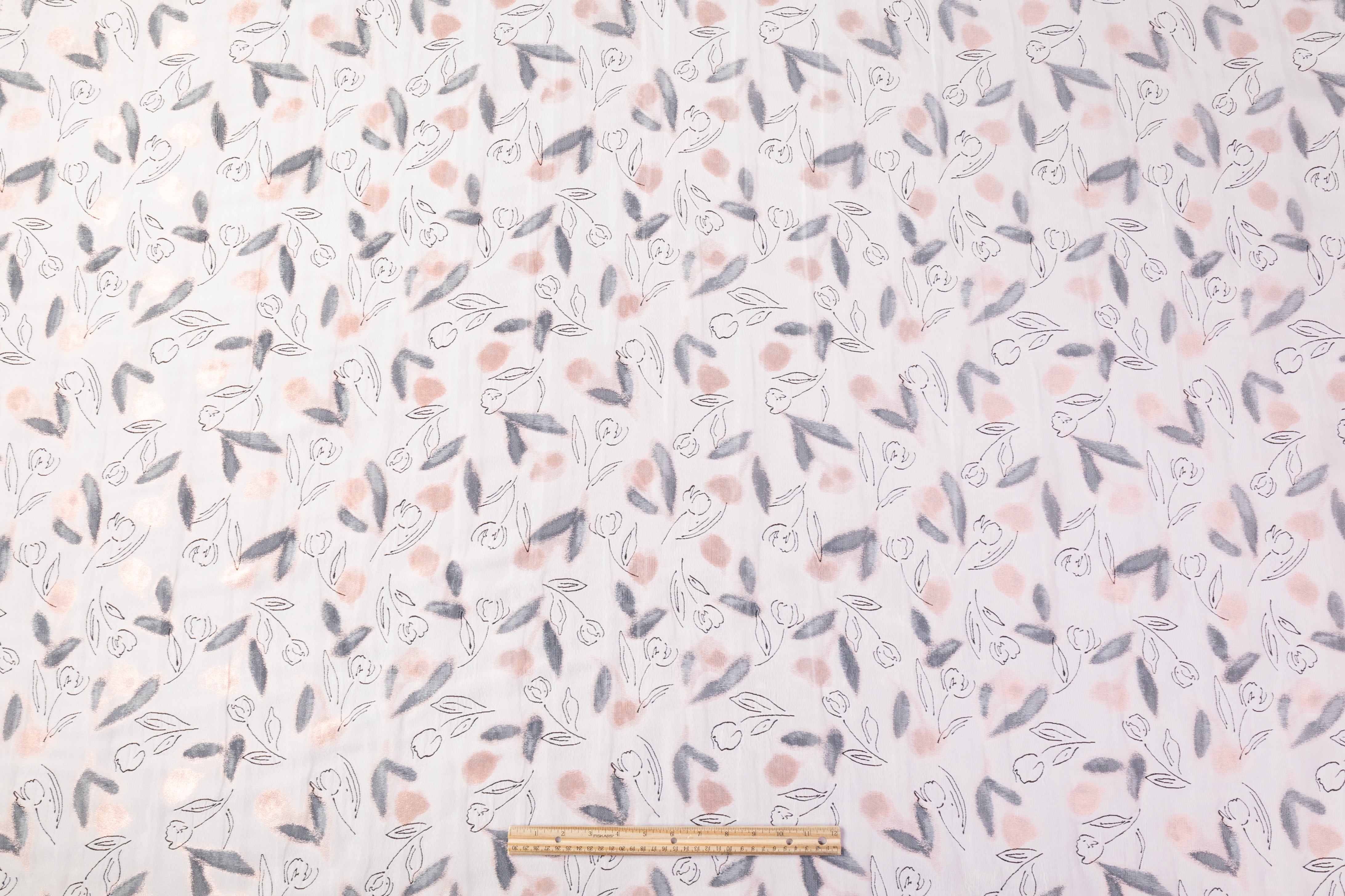 Floating Organza Italian Brocade - White / Pink / Gray
