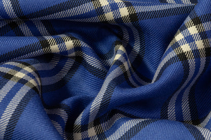 Tartan Italian Wool Suiting - Blue / White