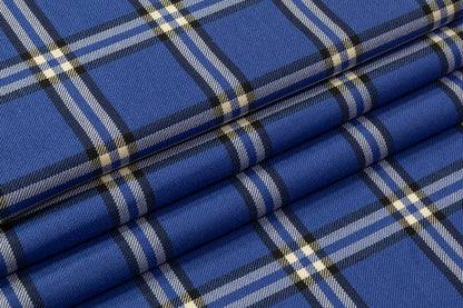 Tartan Italian Wool Suiting - Blue / White