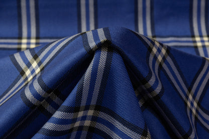 Tartan Italian Wool Suiting - Blue / White