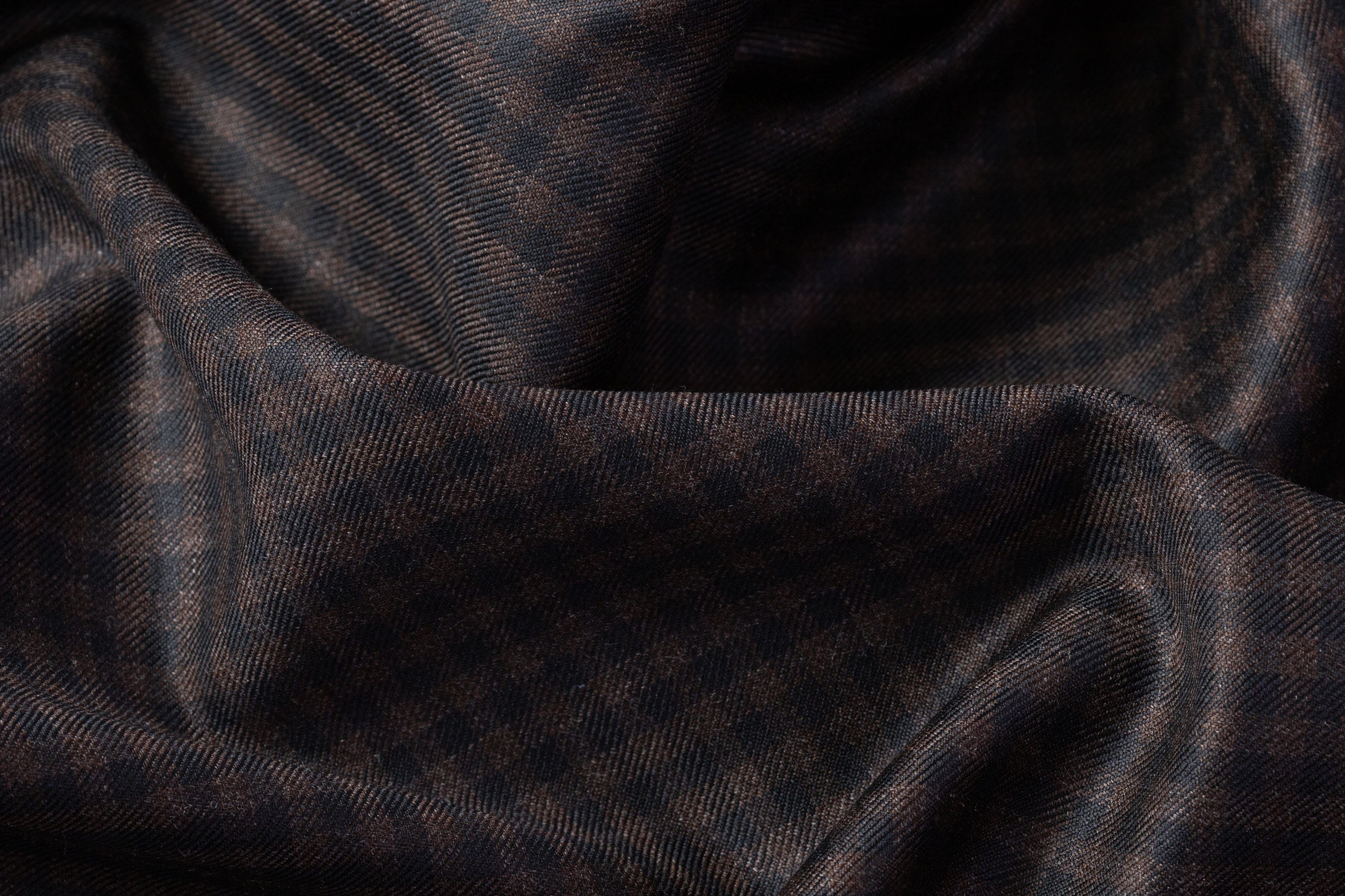 Reda - Gingham Checked Super 130s Italian Wool Suiting - Black / Brown