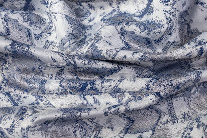 Abstract Metallic Brocade - White / Navy / Gray