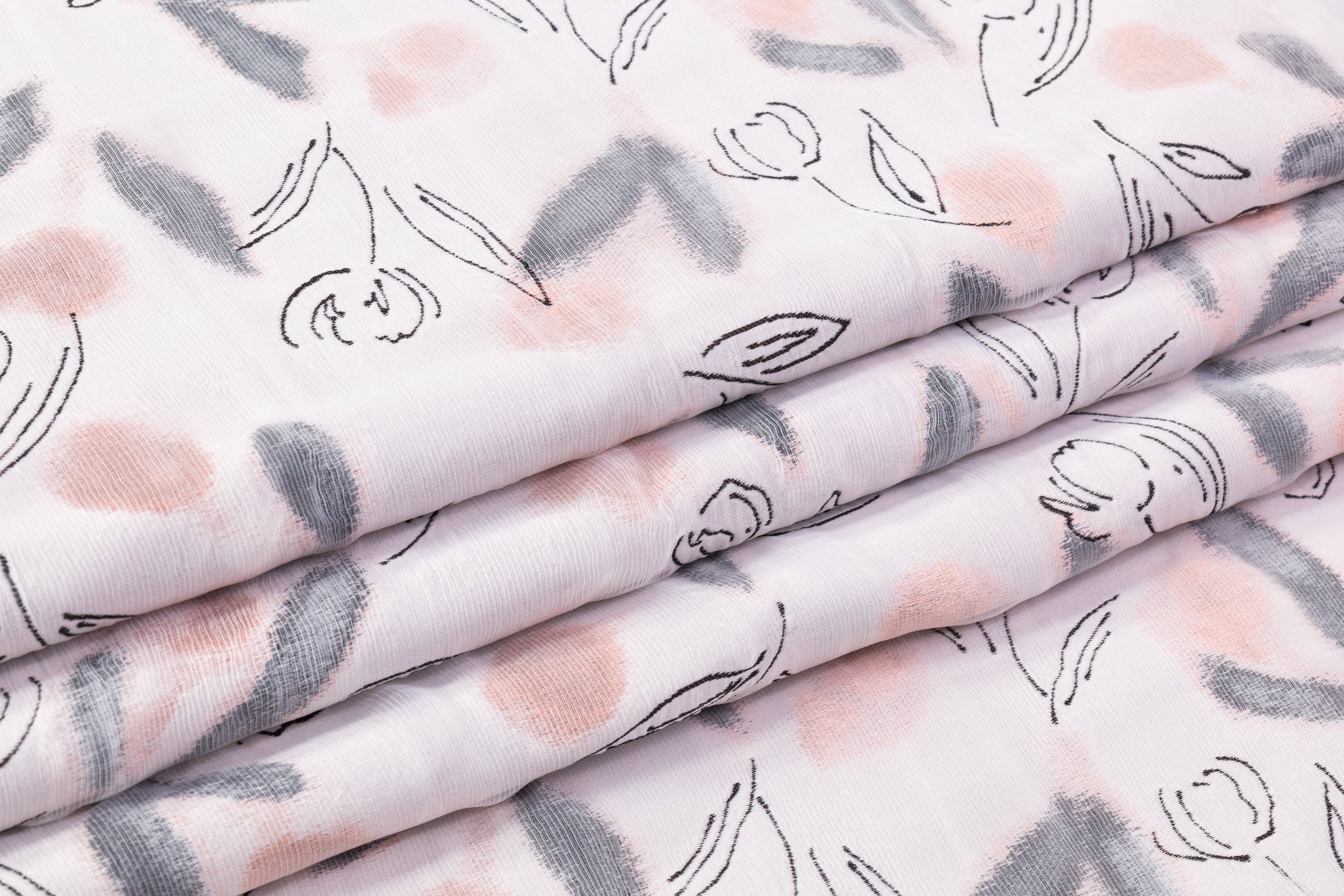 Floating Organza Italian Brocade - White / Pink / Gray