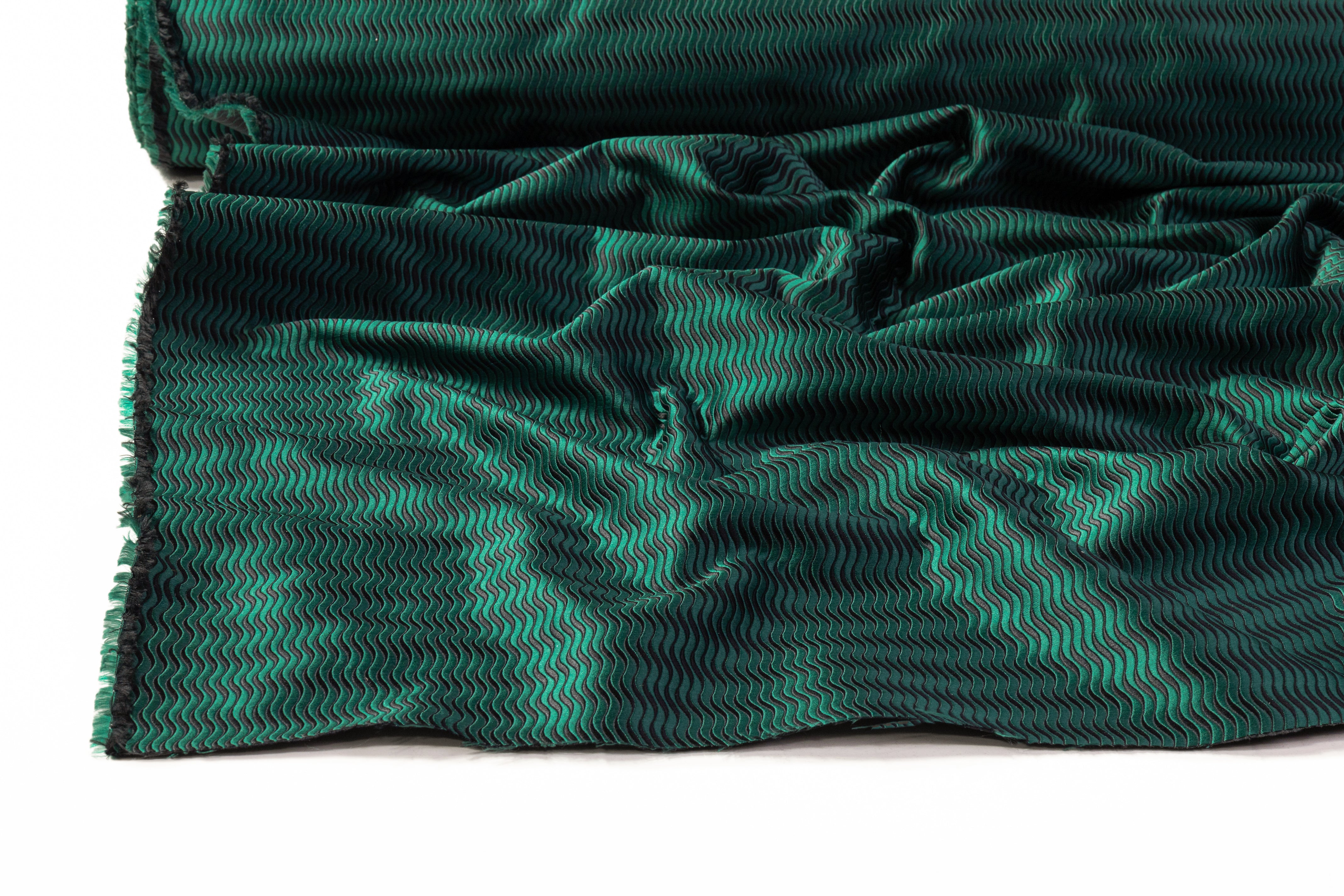 Wavy Italian Brocade - Green / Black