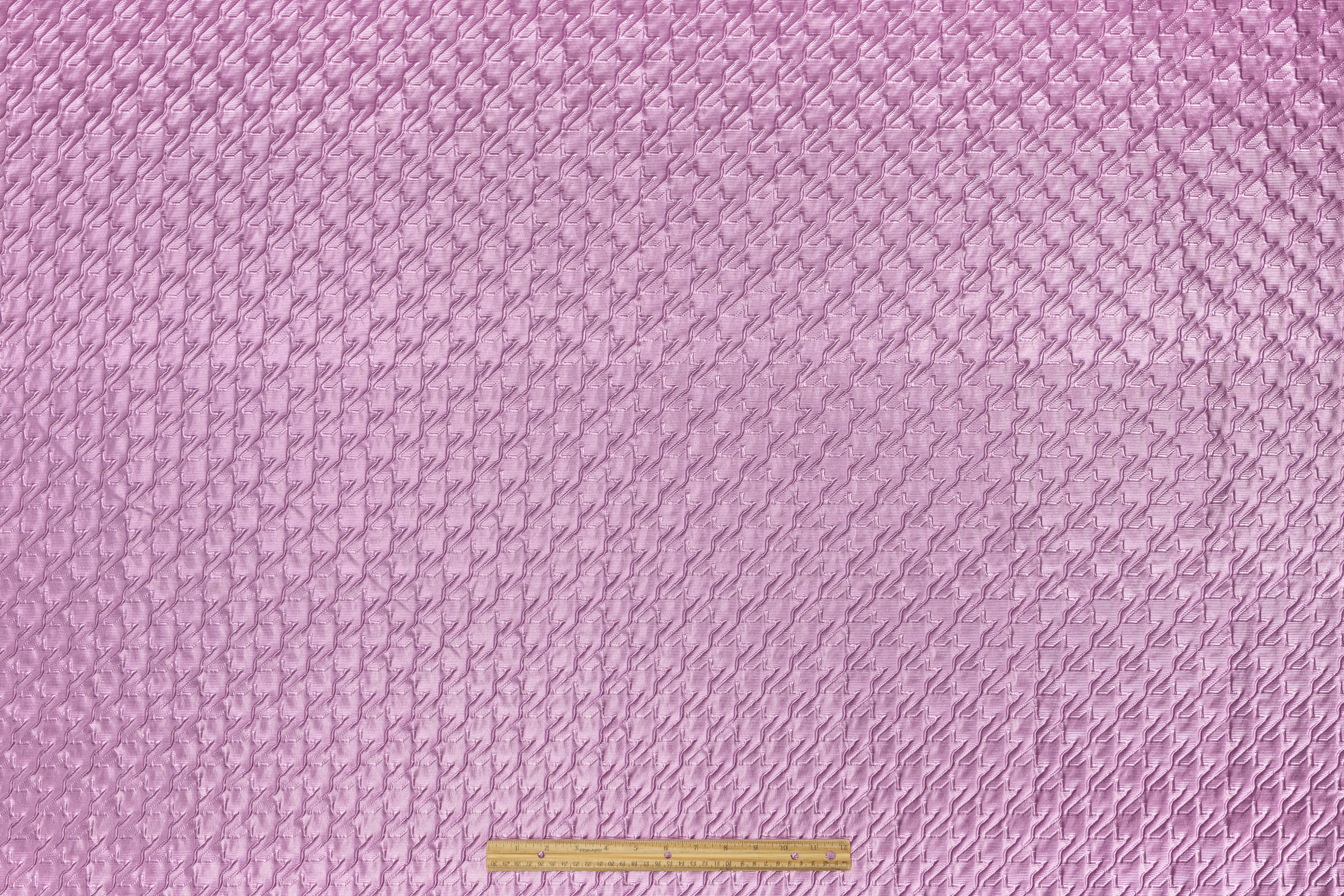 Laminated Italian Houndstooth Brocade - Pink