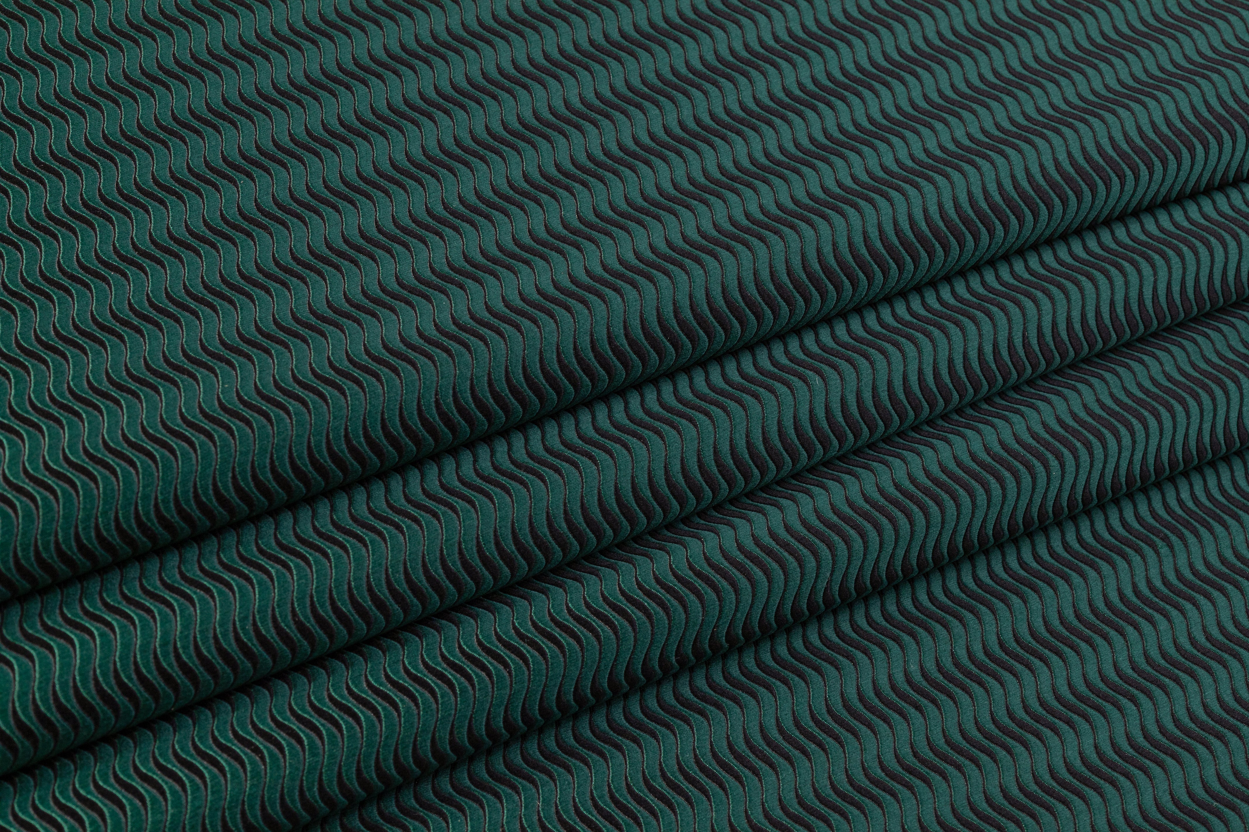 Wavy Italian Brocade - Green / Black