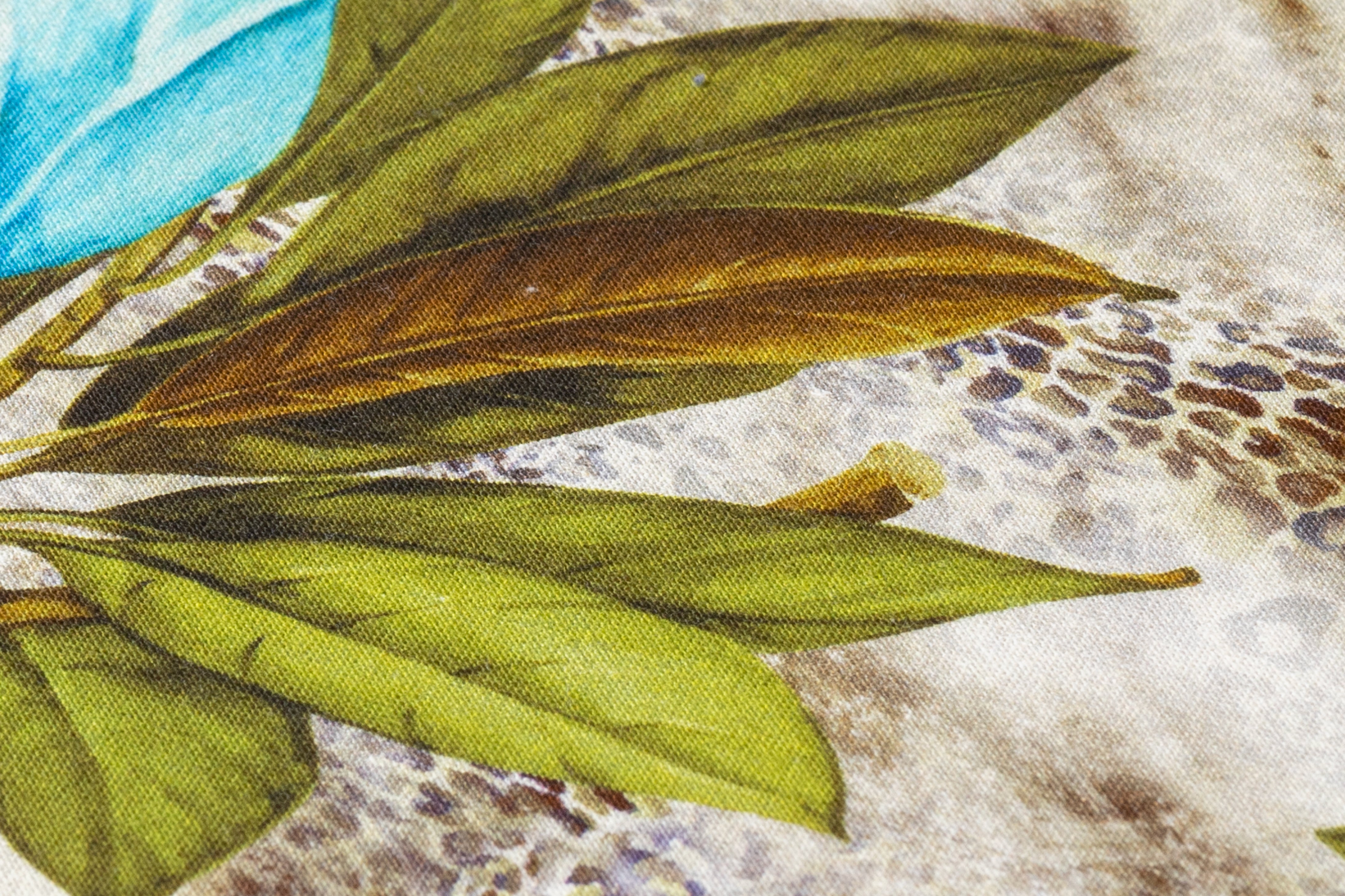 Tropical Printed Italian Cotton - Turquoise / Green / Brown