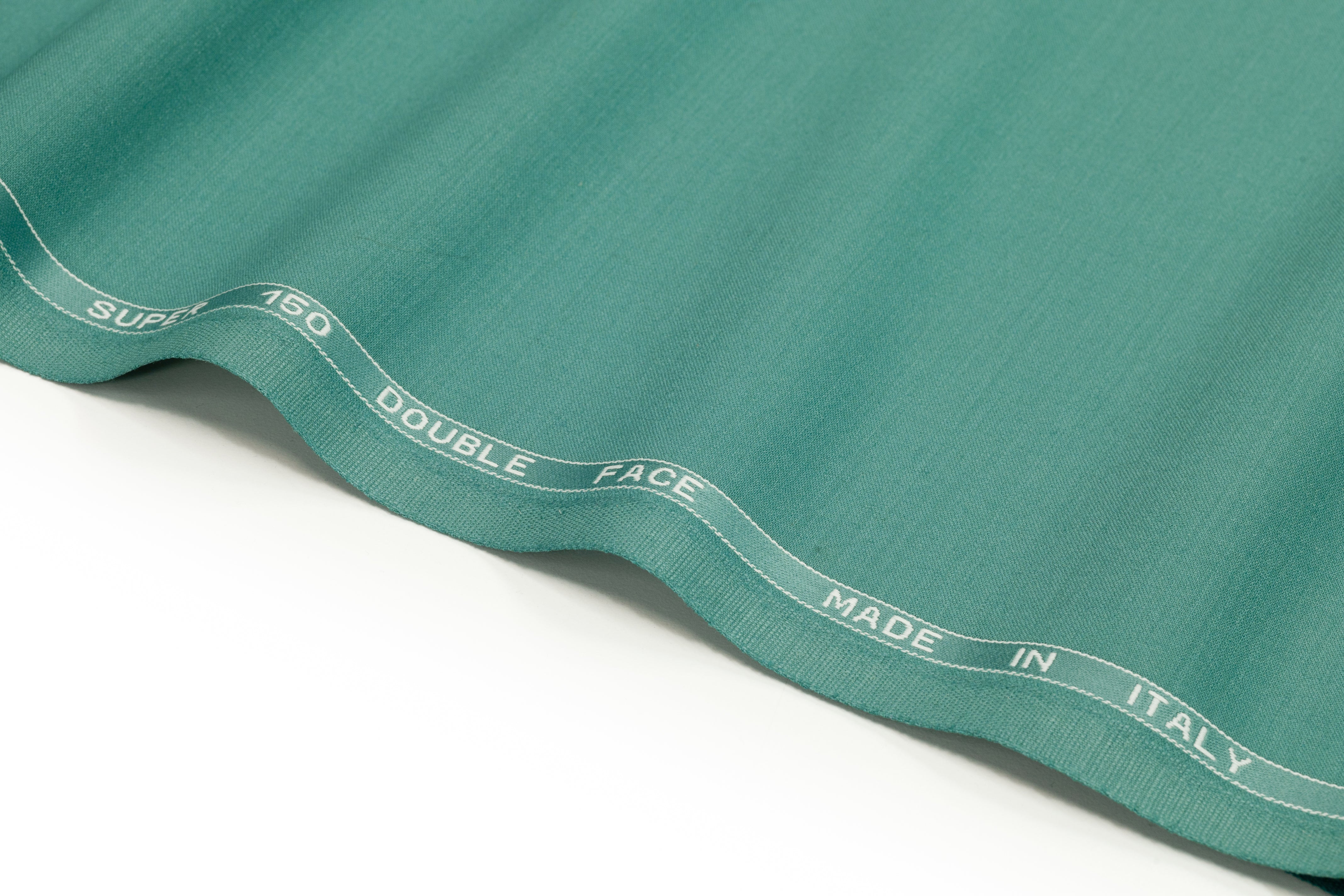 Super 150s Italian Wool Blend Satin Faille Suiting - Seafoam
