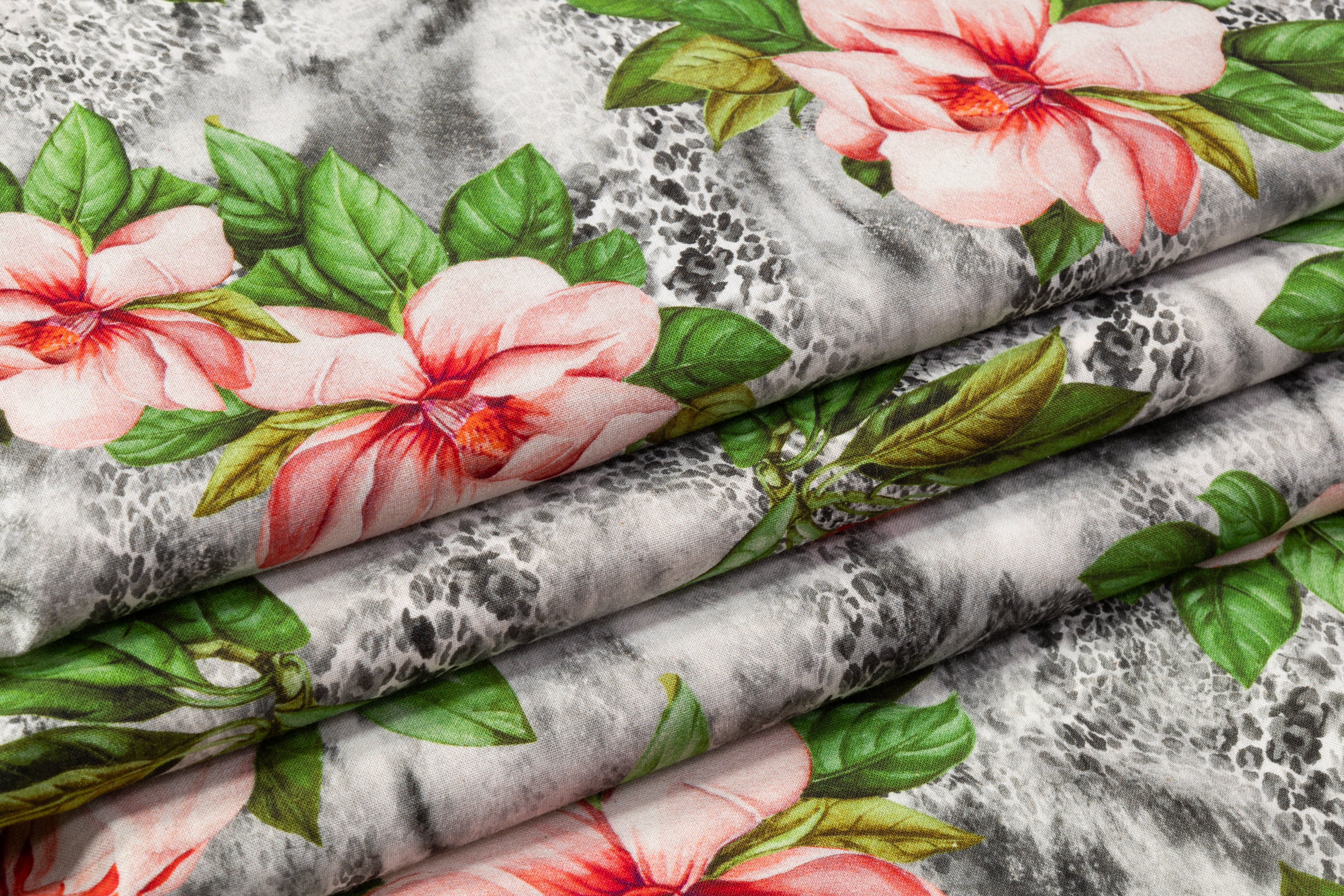 Tropical Printed Italian Cotton - Pink / Green / Gray